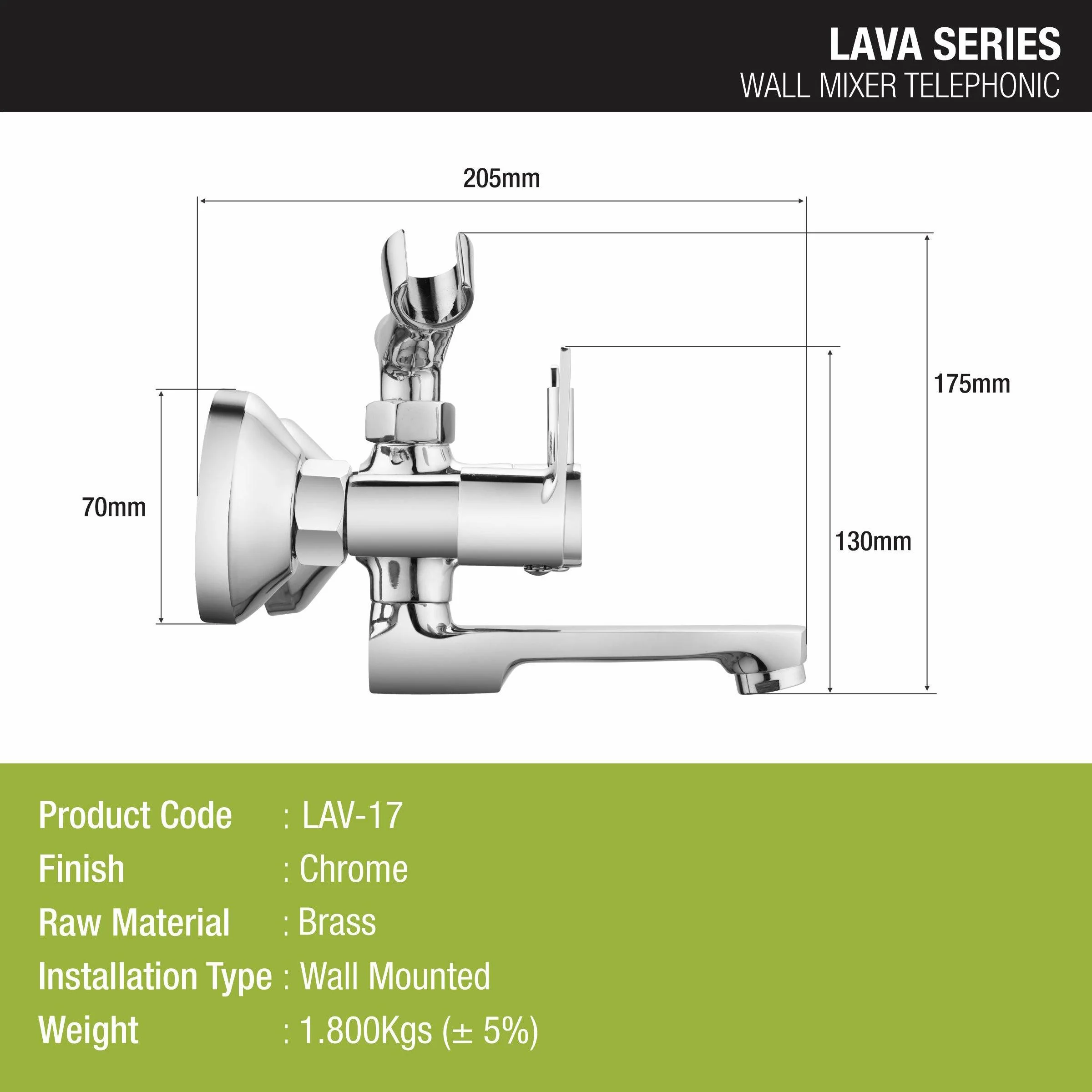 Lava Telephonic Wall Mixer Brass Faucet with Crutch - LIPKA - Image 2