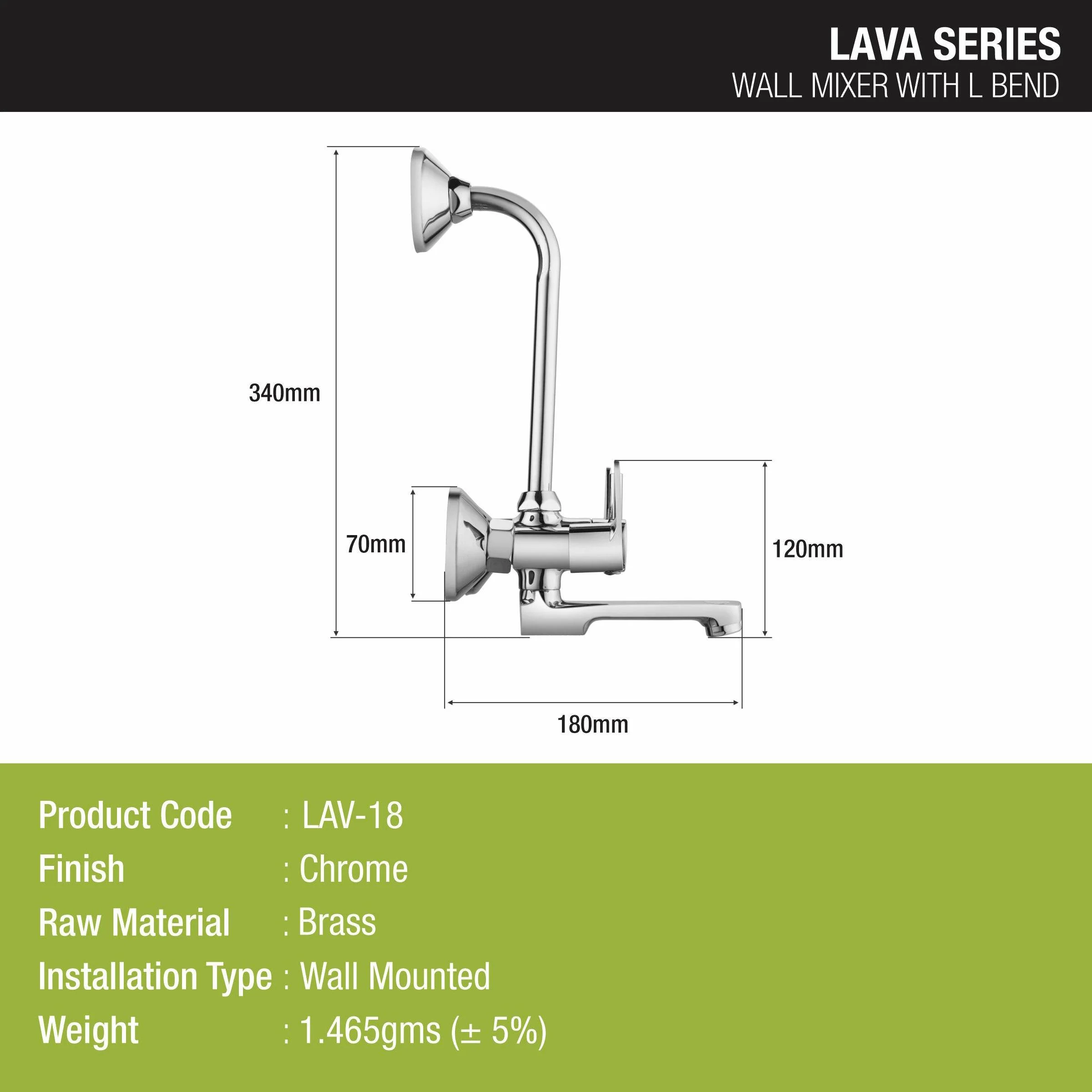 Lava Wall Mixer Brass Faucet with L Bend - LIPKA - Image 2