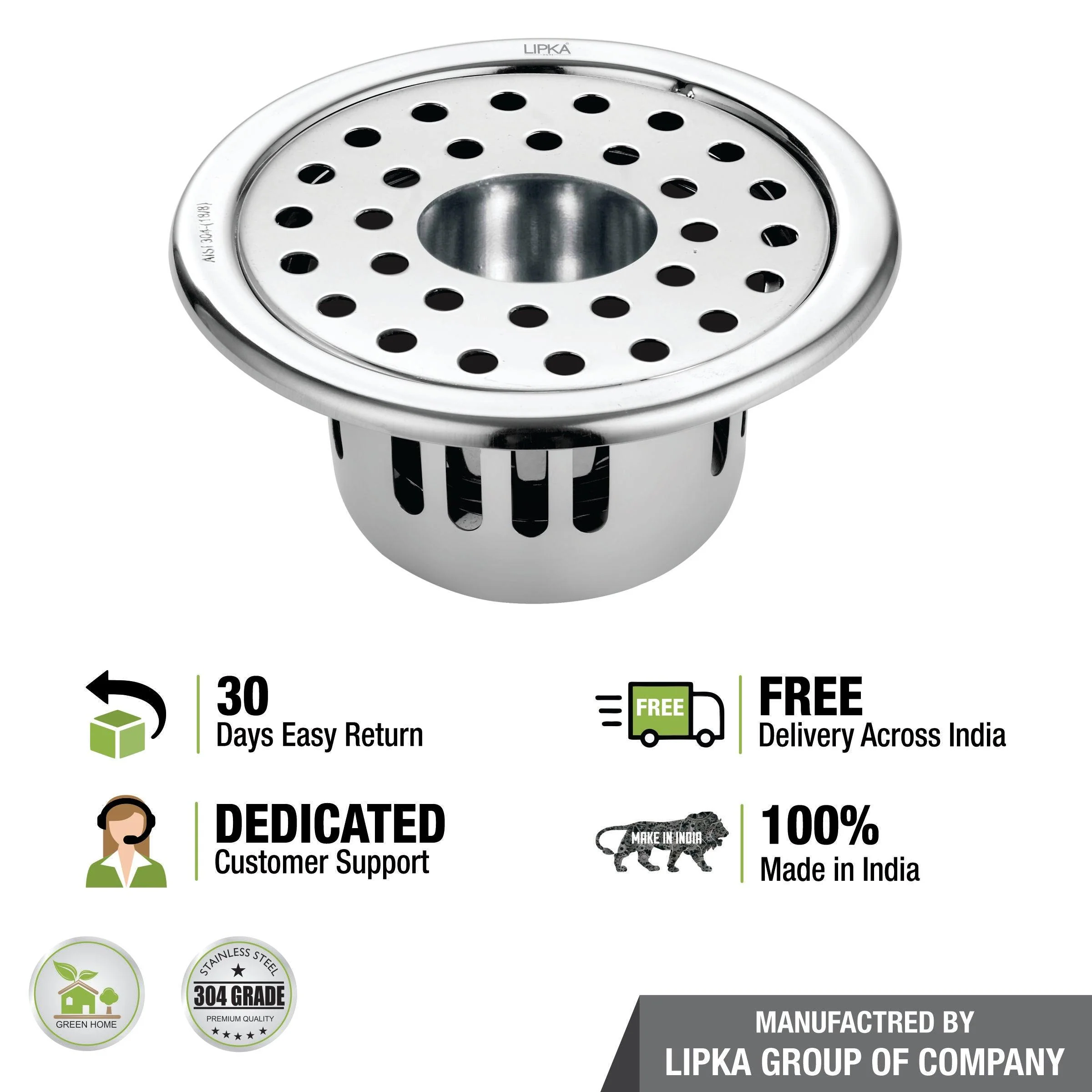 Round Floor Drain (4 inches) with Cockroach Trap & Hole - LIPKA - Image 4
