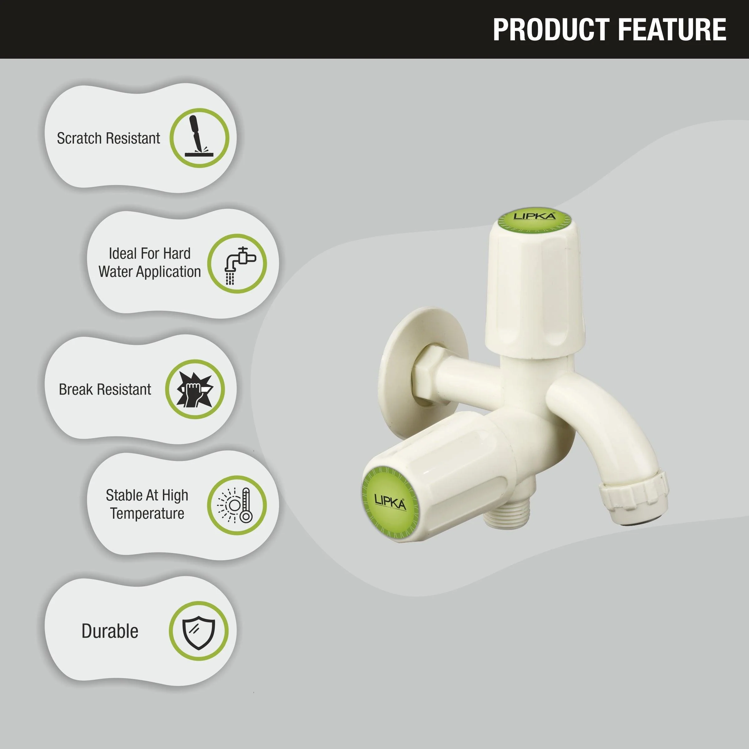Royal Two Way Bib Tap PTMT Faucet (Double Handle) - LIPKA - Image 5