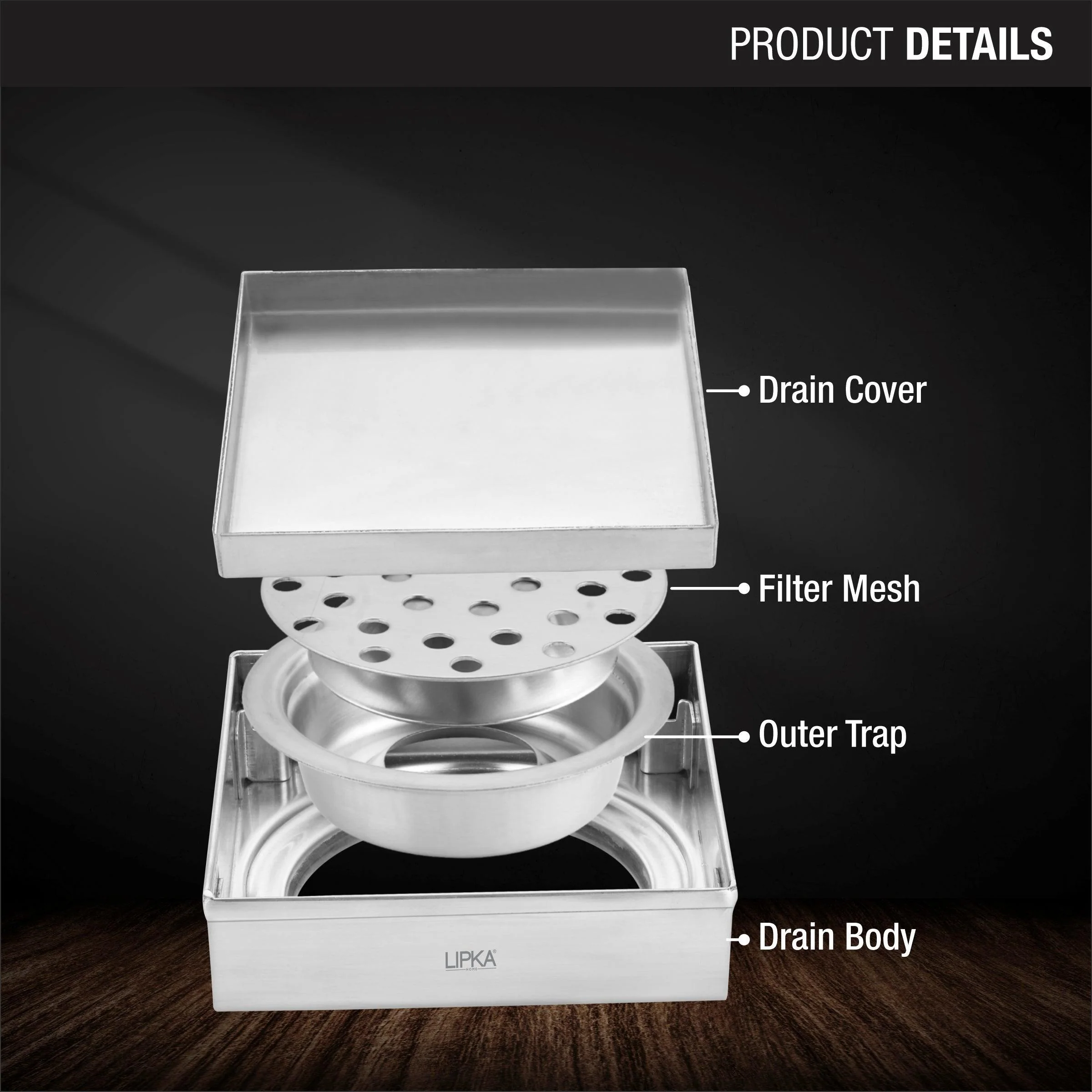 Marble Insert Shower Drain Channel (4 X 4 Inches) - LIPKA - Image 4