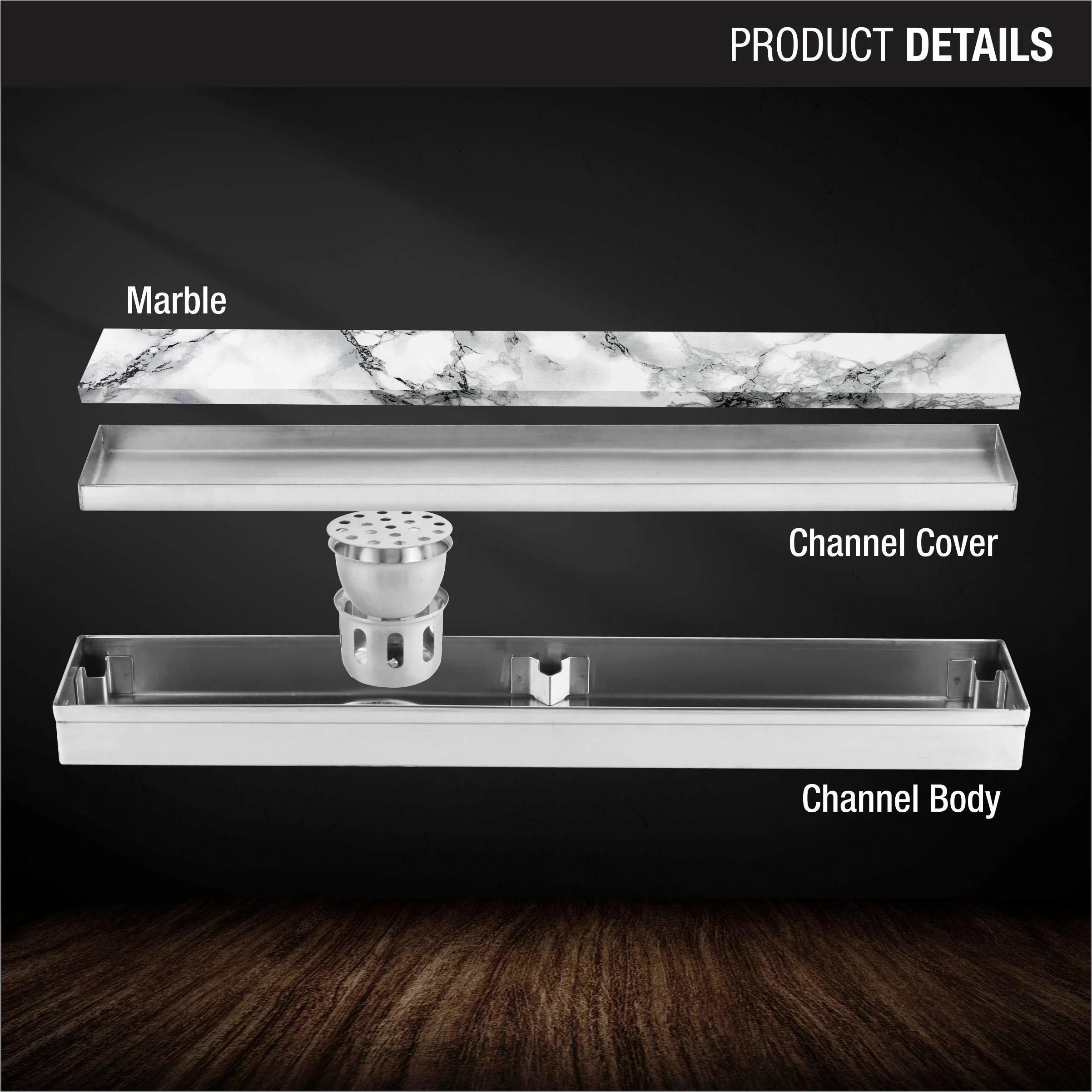 Marble Insert Shower Drain Channel (48 x 5 Inches) - LIPKA - Image 3