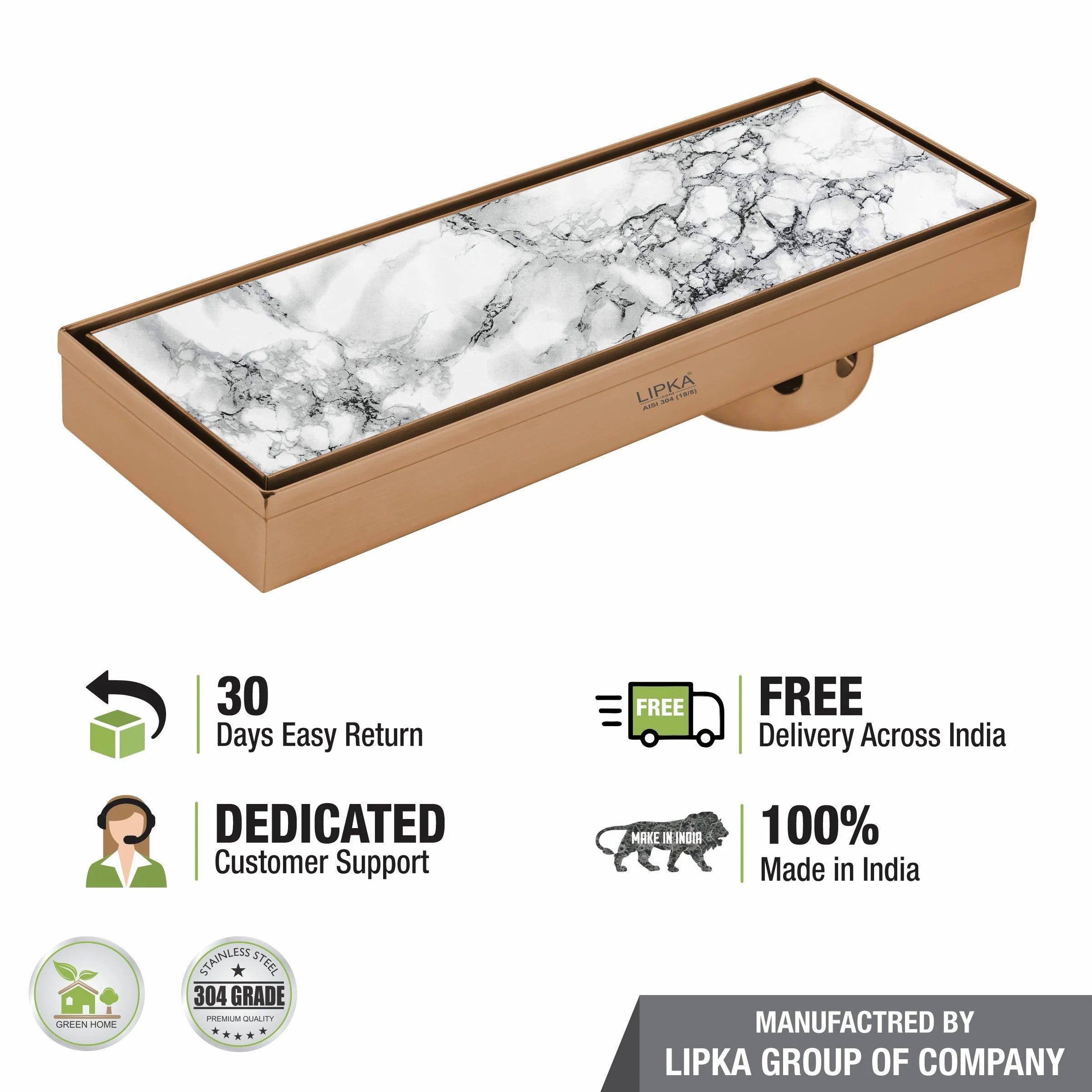 Marble Insert Shower Drain Channel - Antique Copper (18 x 4 Inches) - LIPKA - Image 6