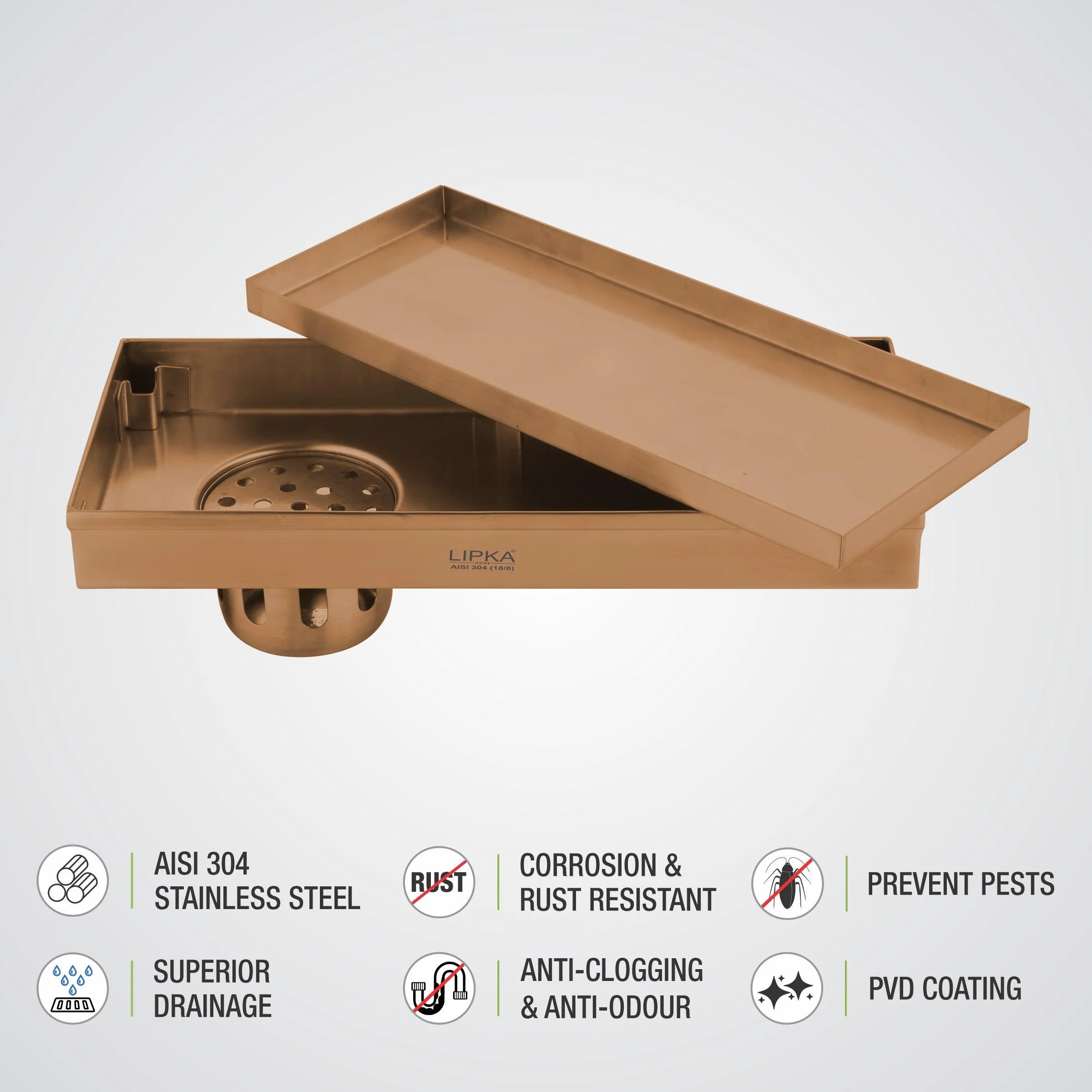 Marble Insert Shower Drain Channel - Antique Copper (18 x 5 Inches) - LIPKA - Image 4