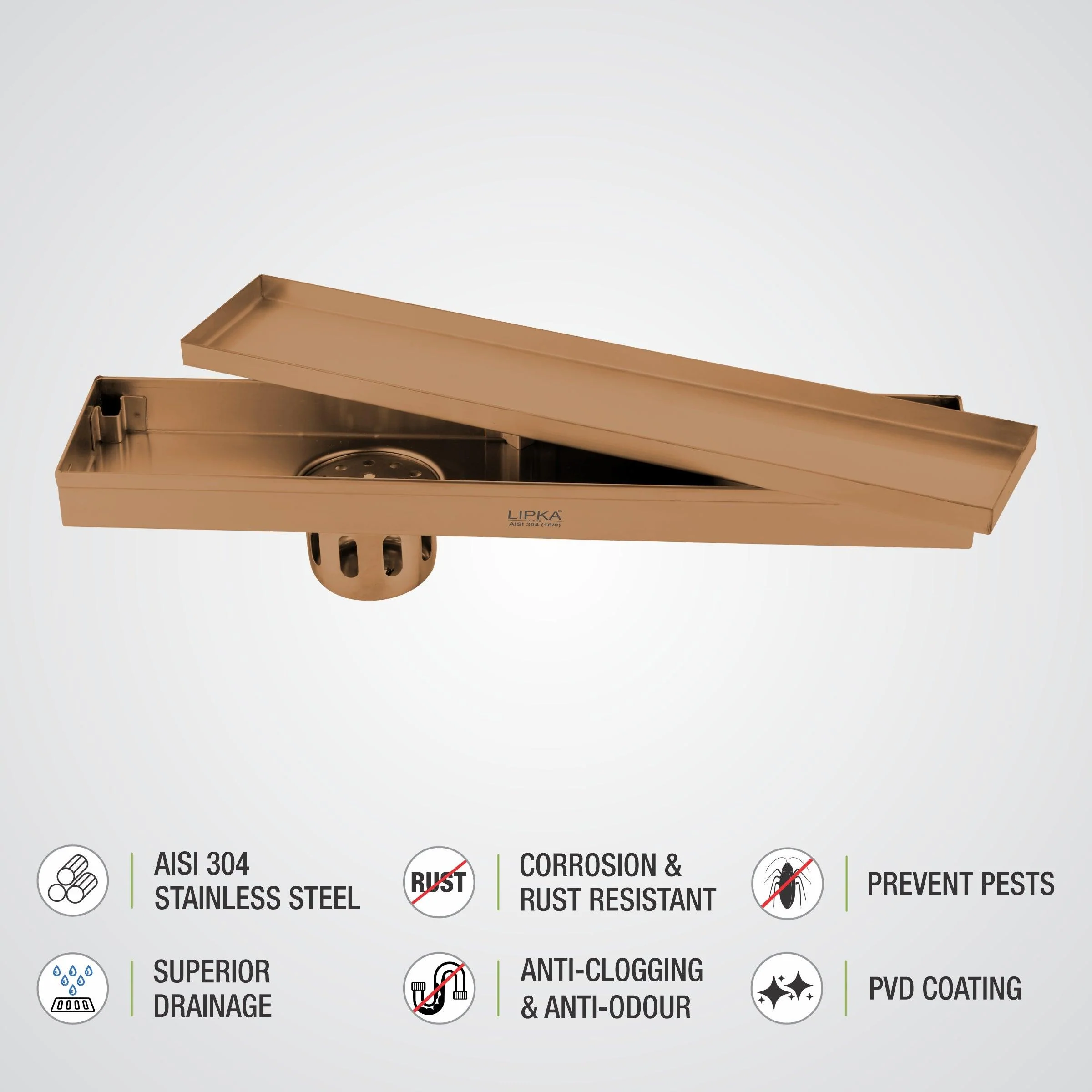 Marble Insert Shower Drain Channel - Antique Copper (24 x 4 Inches) - LIPKA - Image 4