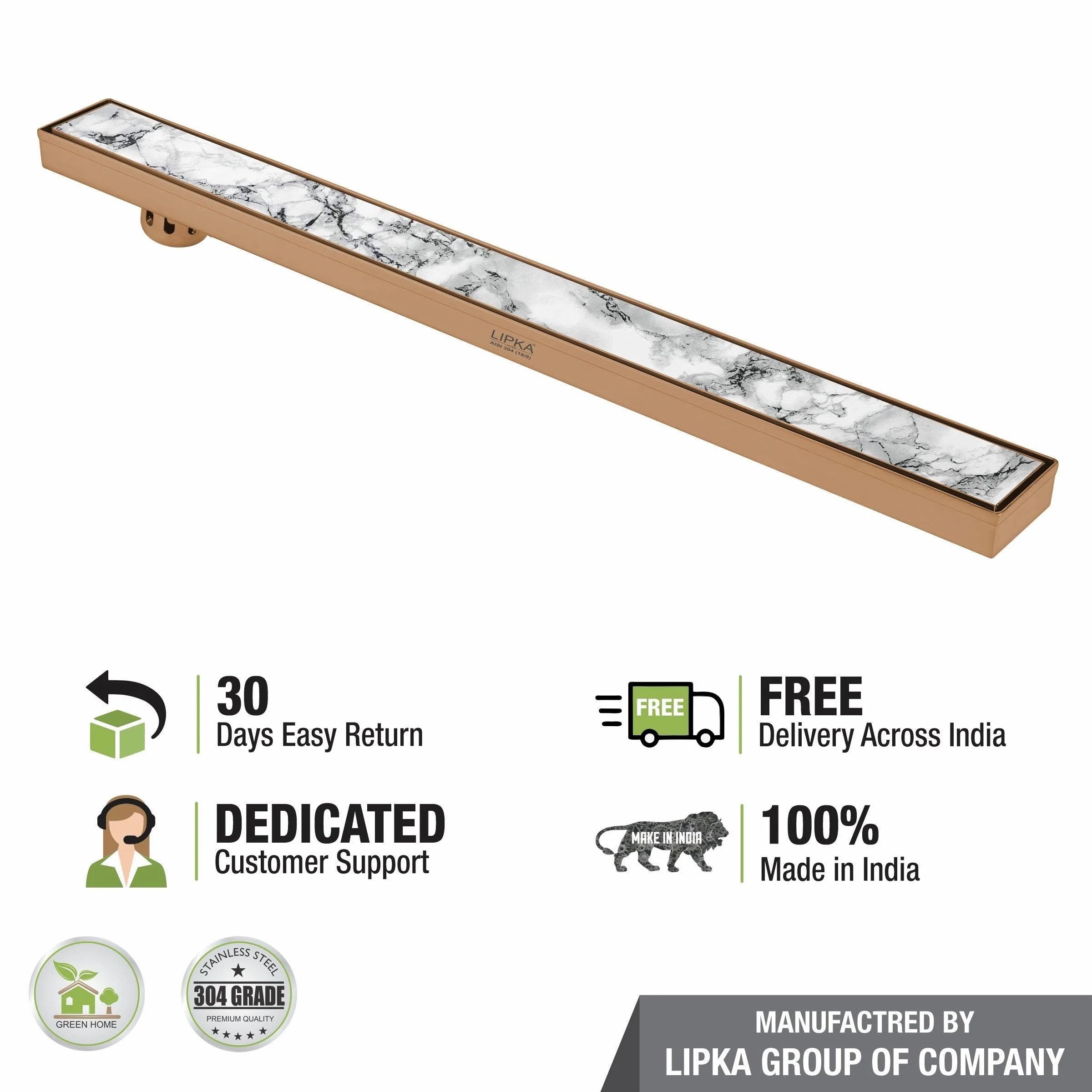 Marble Insert Shower Drain Channel - Antique Copper (36 x 3 Inches) - LIPKA - Image 6