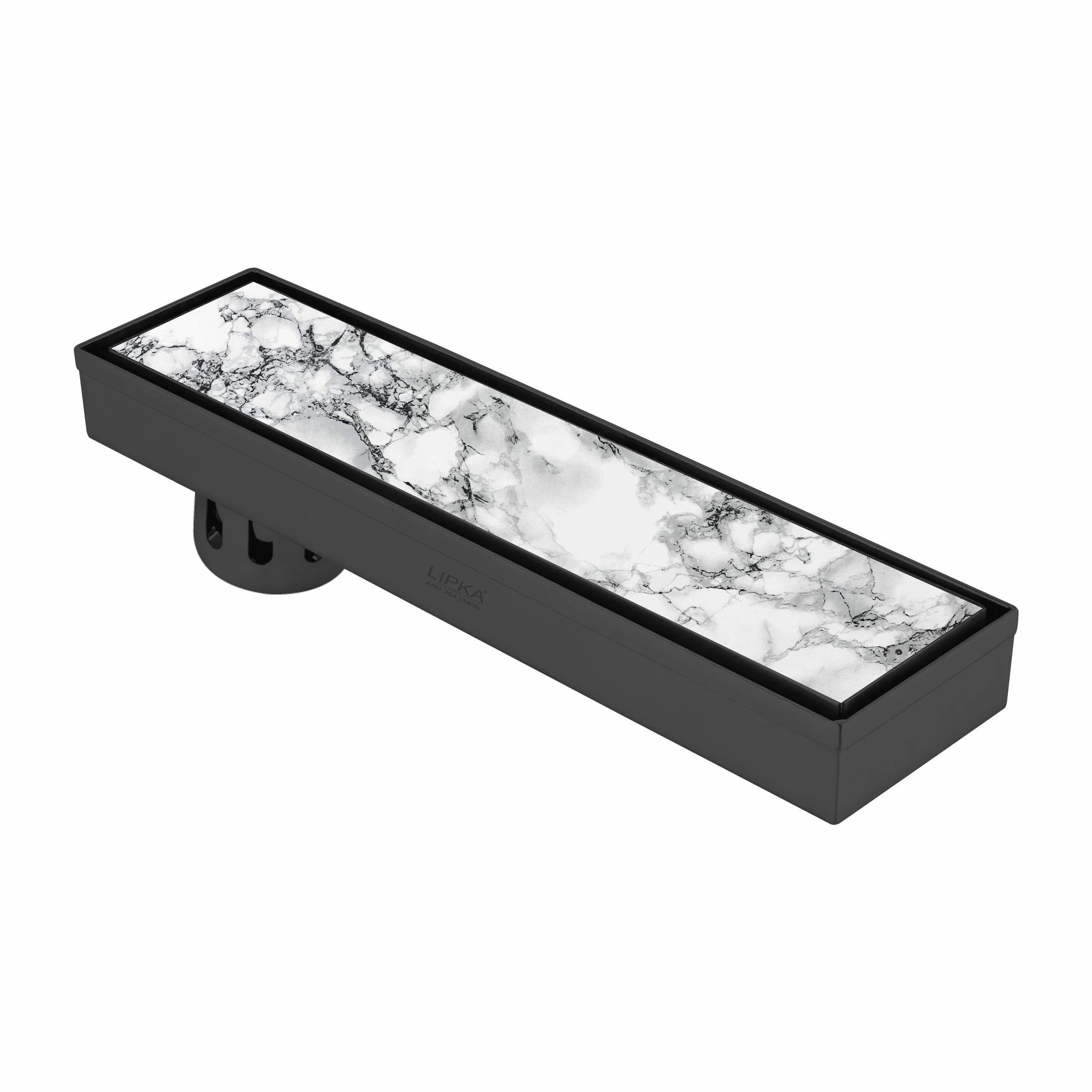 Marble Insert Shower Drain Channel - Black (12 x 3 Inches) - LIPKA