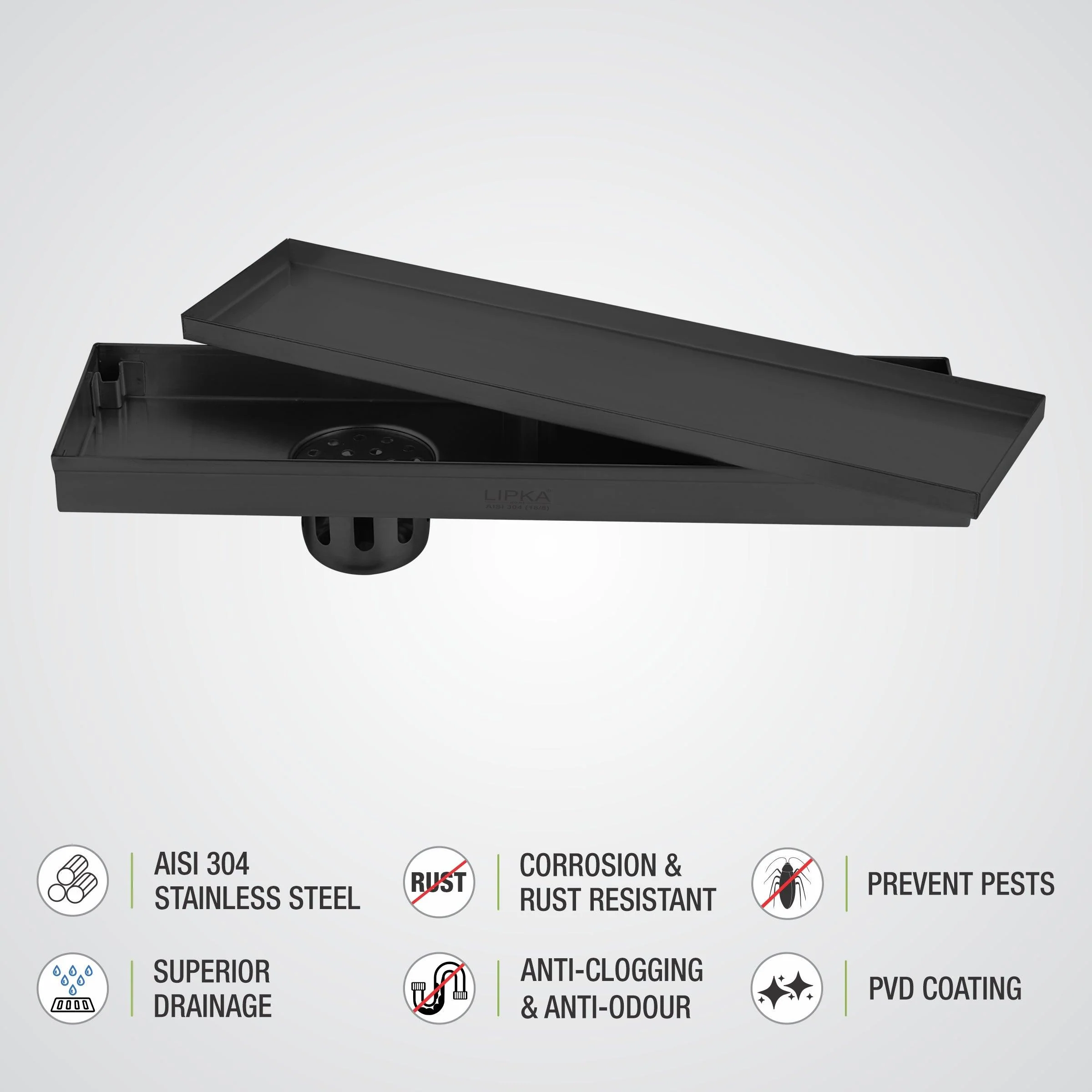 Marble Insert Shower Drain Channel - Black (32 x 5 Inches) - LIPKA - Image 4
