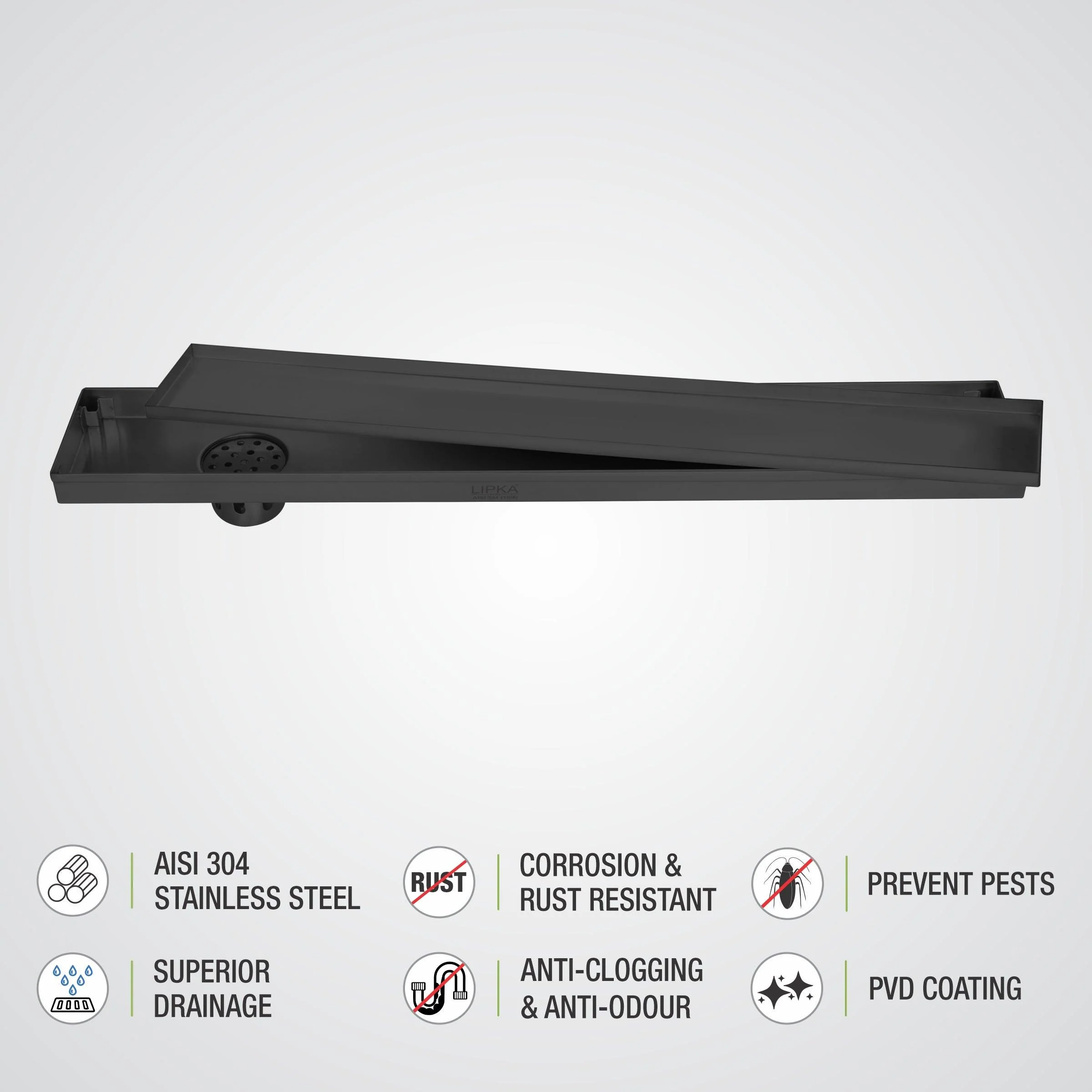 Marble Insert Shower Drain Channel - Black (36 x 5 Inches) - LIPKA - Image 4