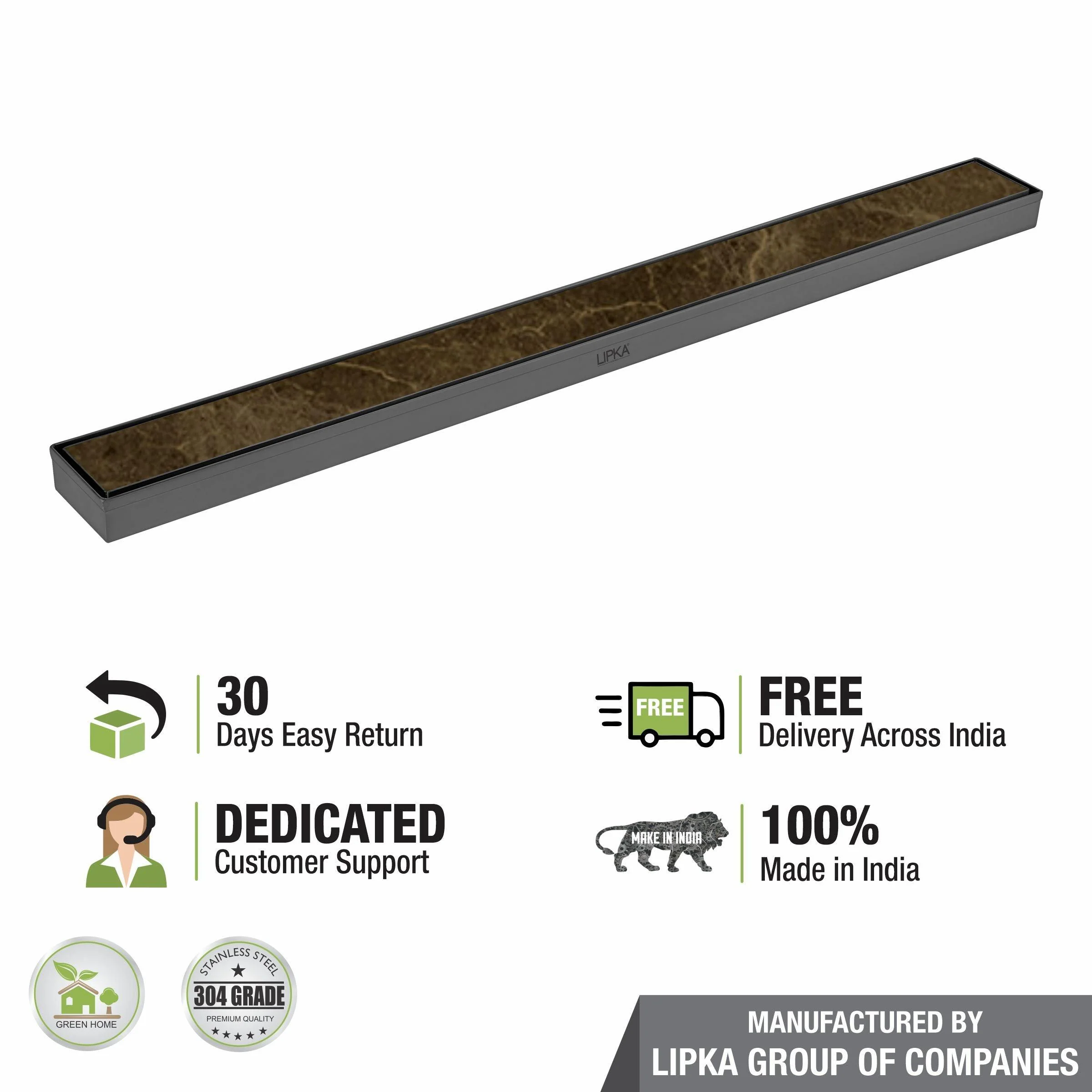 Marble Insert Shower Drain Channel - Black (40 x 2 Inches) - LIPKA - Image 4
