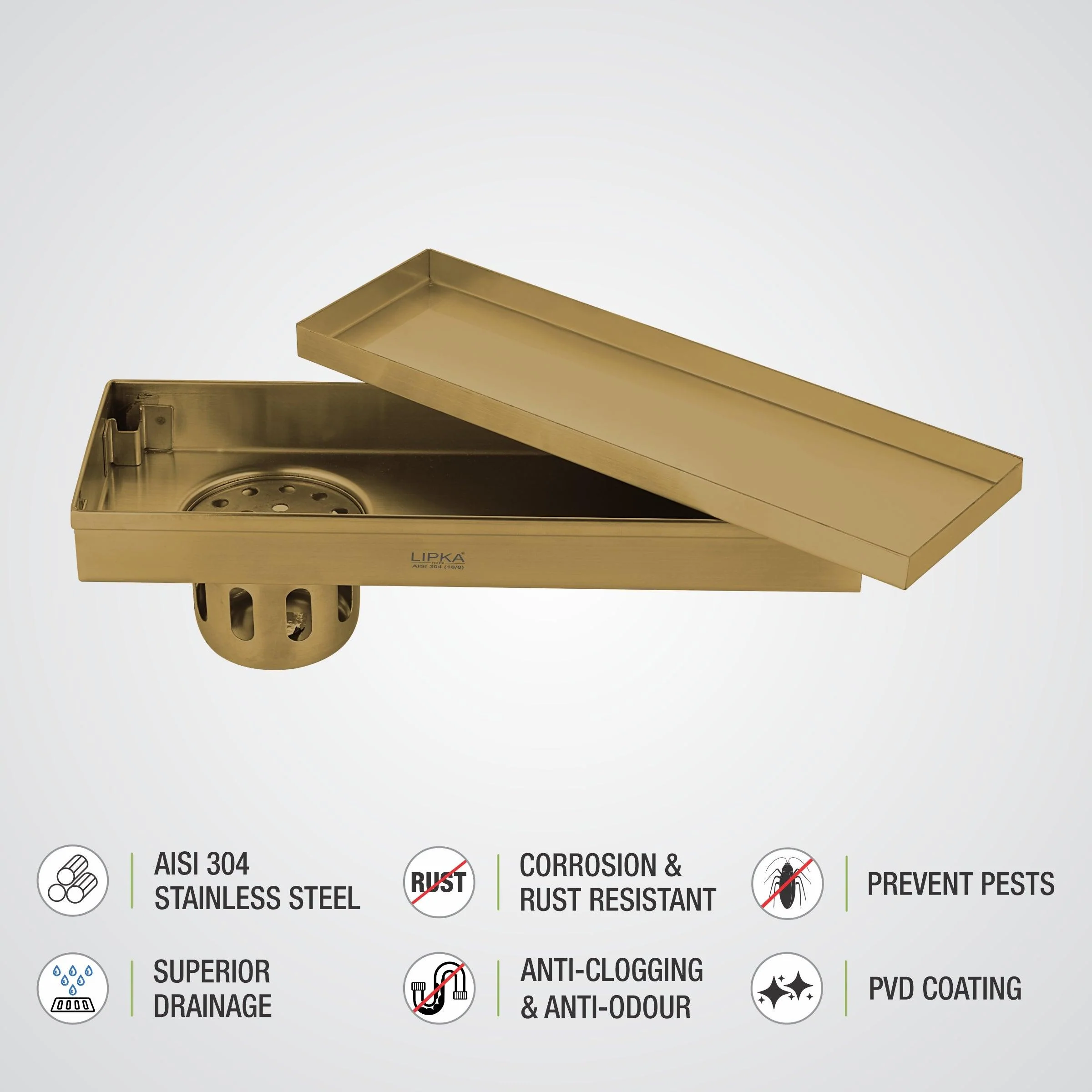 Marble Insert Shower Drain Channel - Yellow Gold (12 x 4 Inches) - LIPKA - Image 4