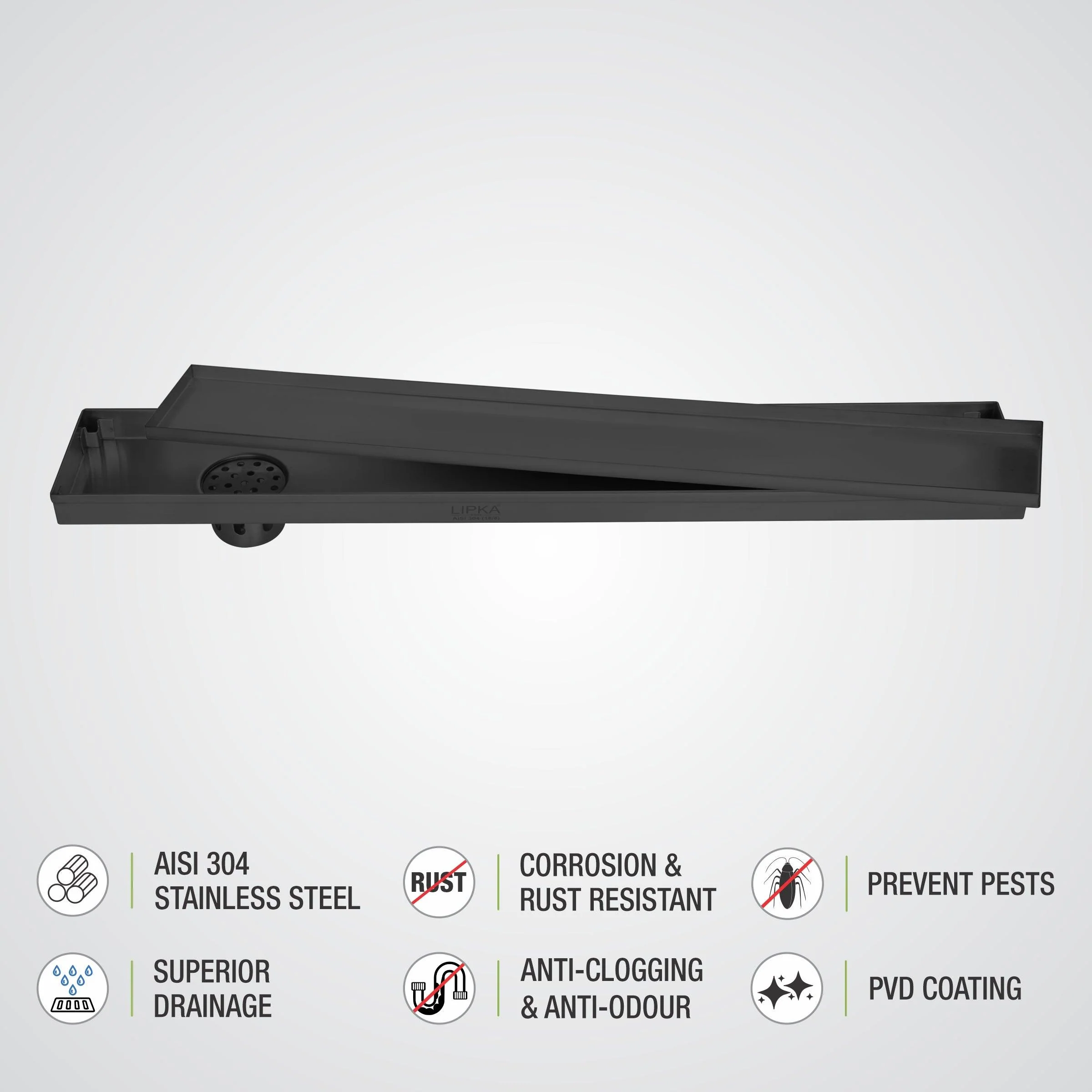 Marble Insert Shower Drain Channel - Black (40 x 4 Inches) - LIPKA - Image 4