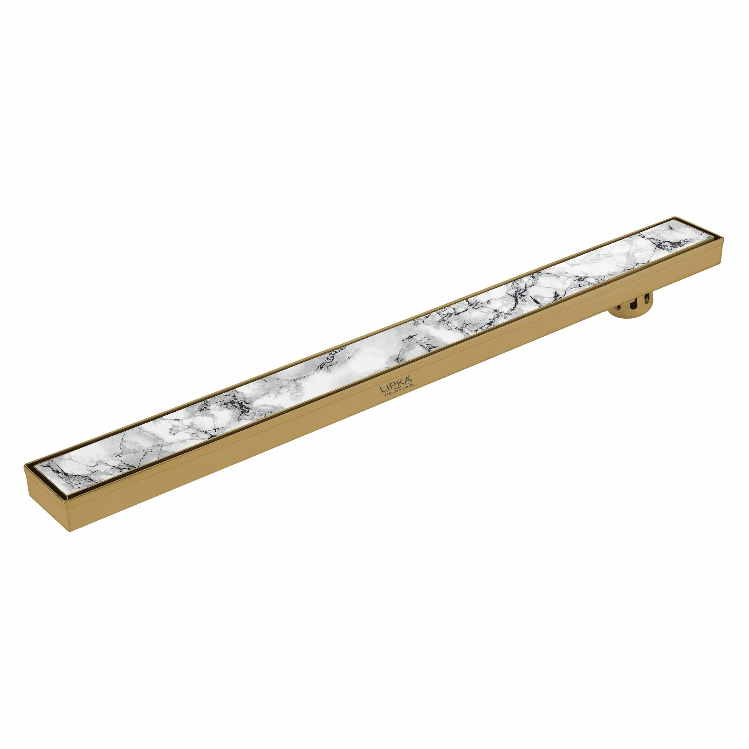 Marble Insert Shower Drain Channel - Yellow Gold (48 x 3 Inches) - LIPKA