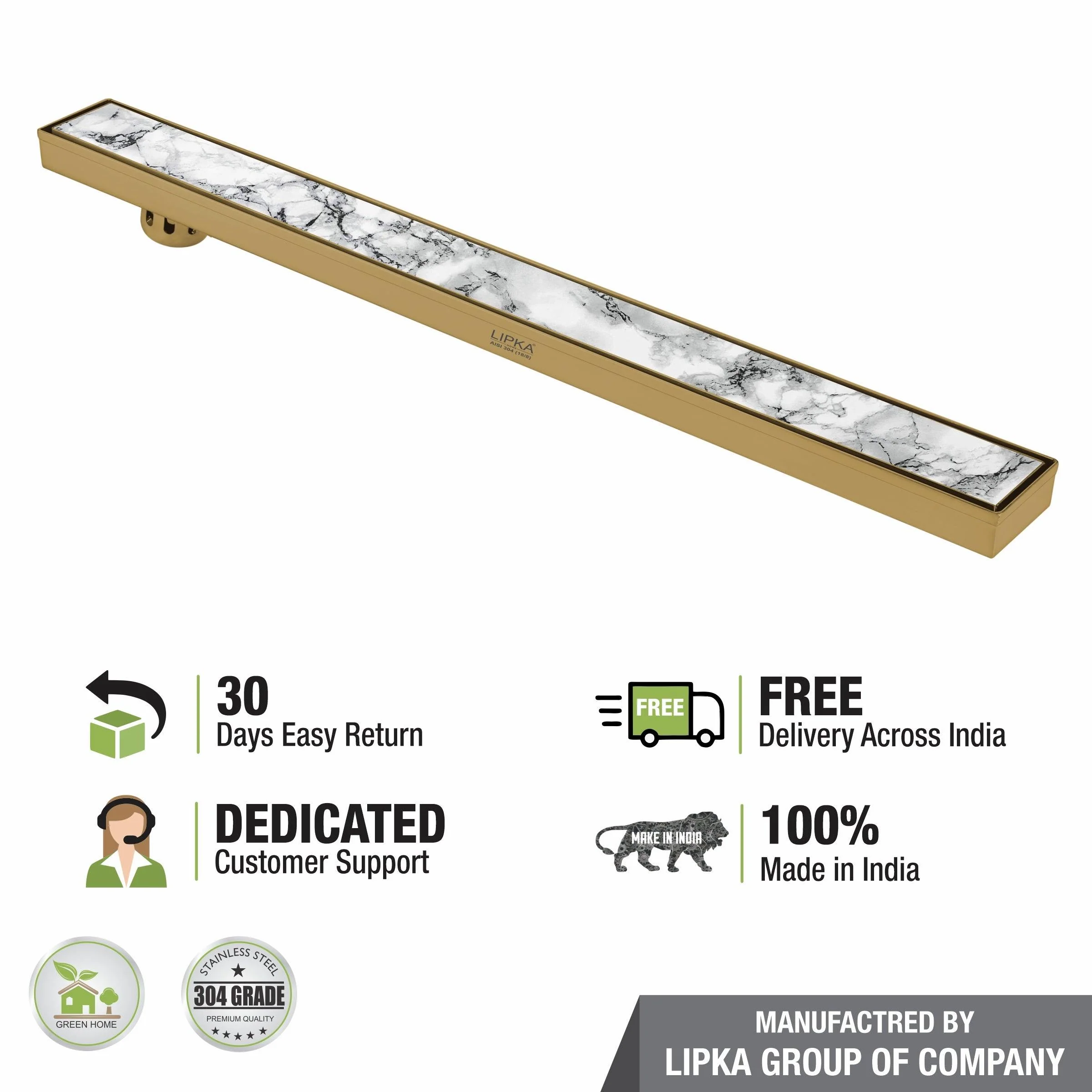 Marble Insert Shower Drain Channel - Yellow Gold (48 x 3 Inches) - LIPKA - Image 6