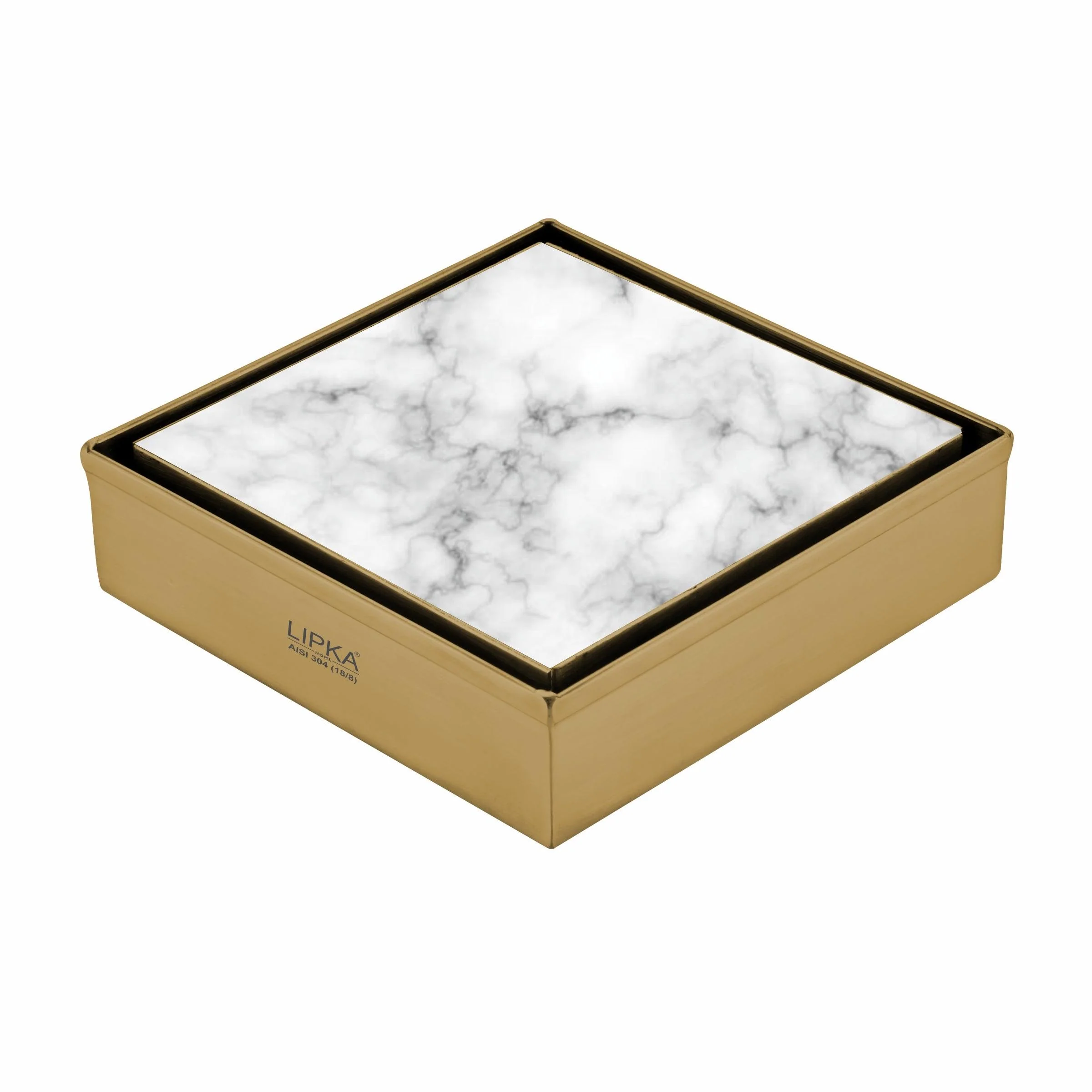 Marble Insert Square Floor Drain - Yellow Gold (6 x 6 Inches) - LIPKA