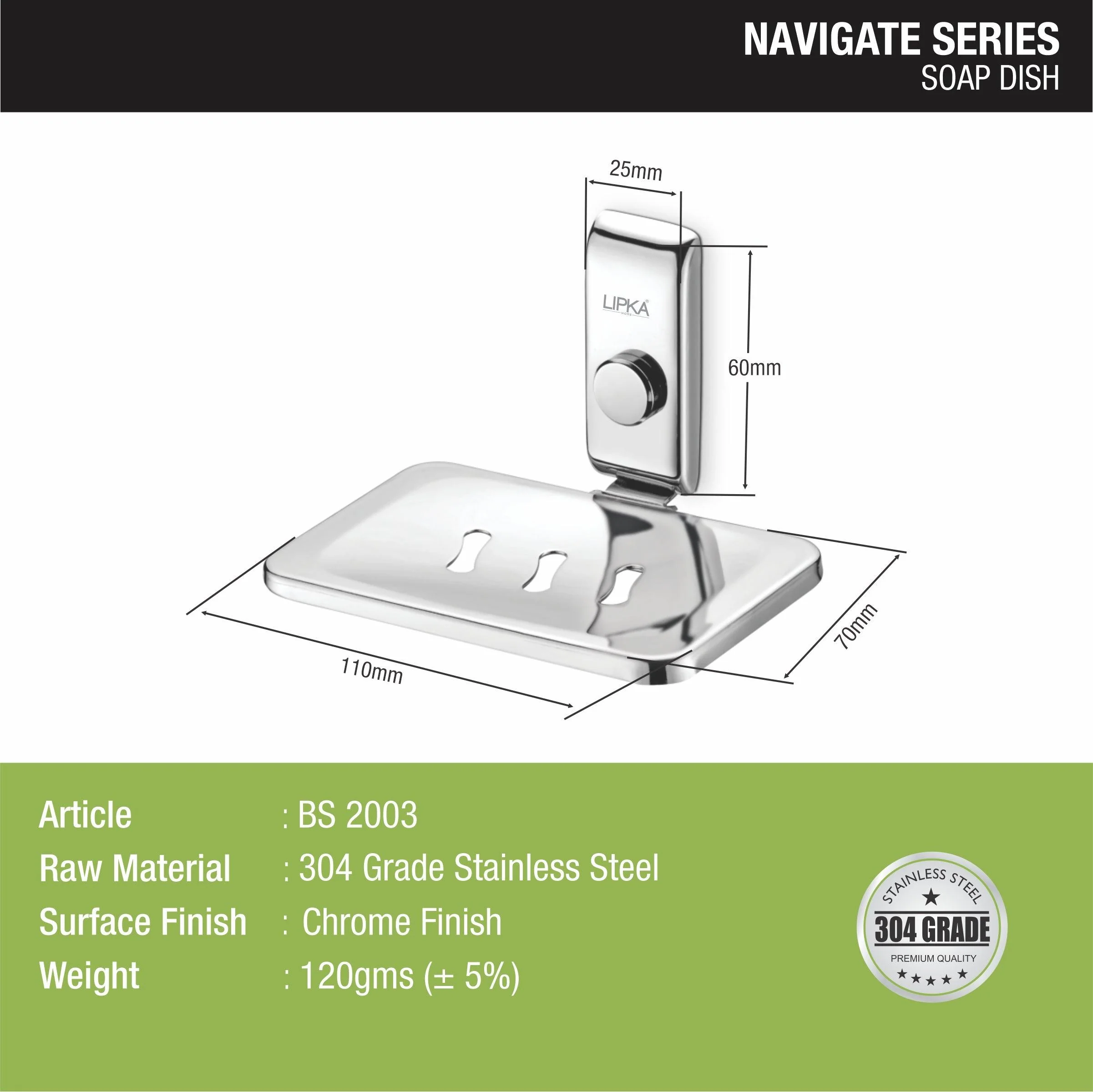 Navigate Soap Dish (304-SS) - LIPKA - Image 2