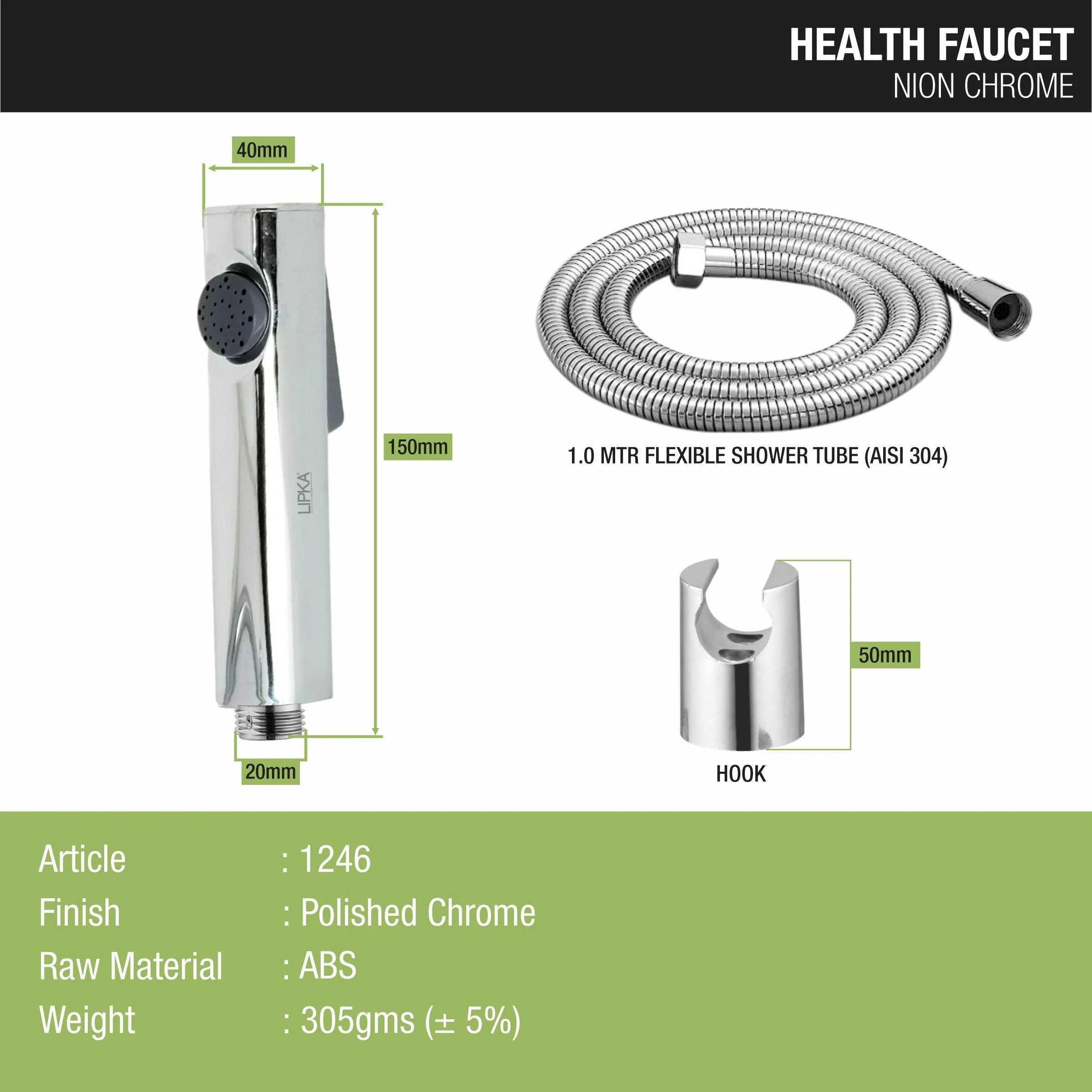 Nion Chrome Health Faucet (Complete Set) - LIPKA - Image 4