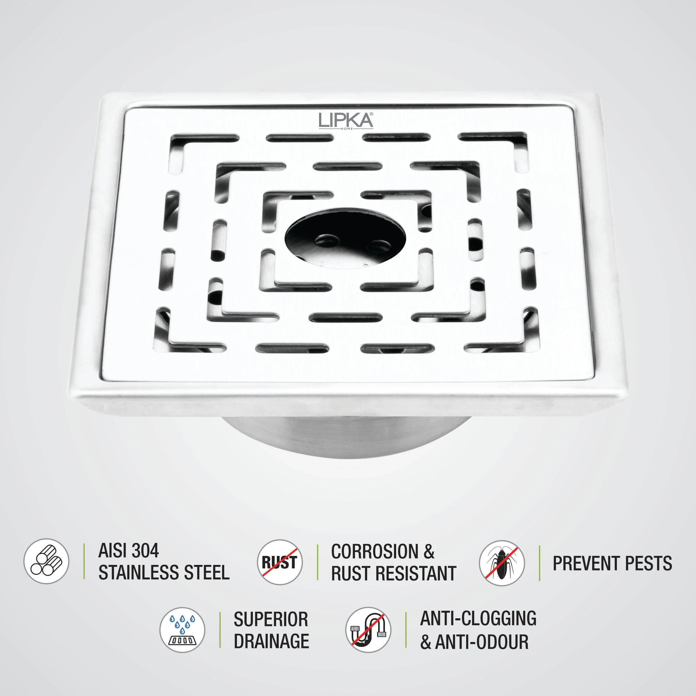 Orange Exclusive Square Floor Drain (6 x 6 Inches) with Hole and Cockroach Trap - LIPKA - Image 4