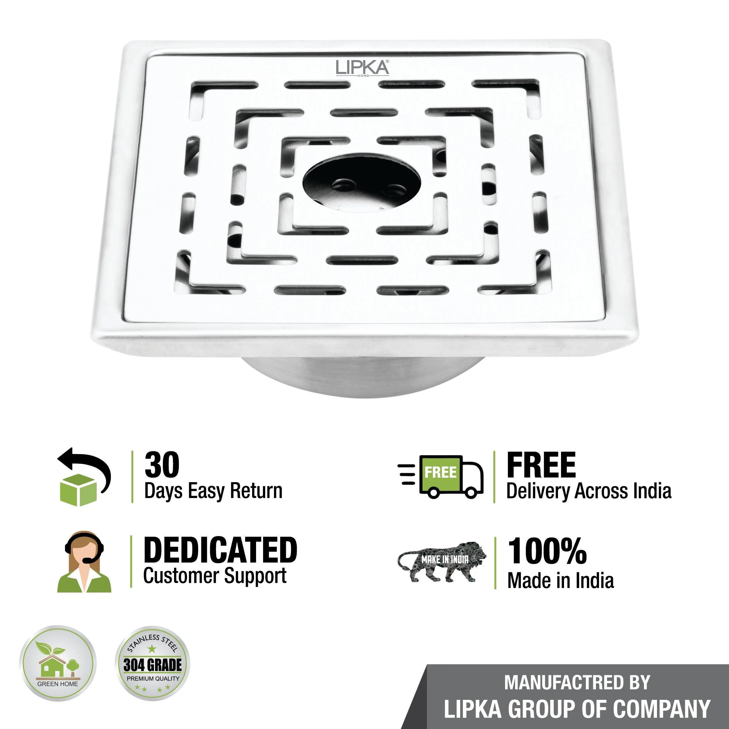 Orange Exclusive Square Floor Drain (6 x 6 Inches) with Hole and Cockroach Trap - LIPKA - Image 5