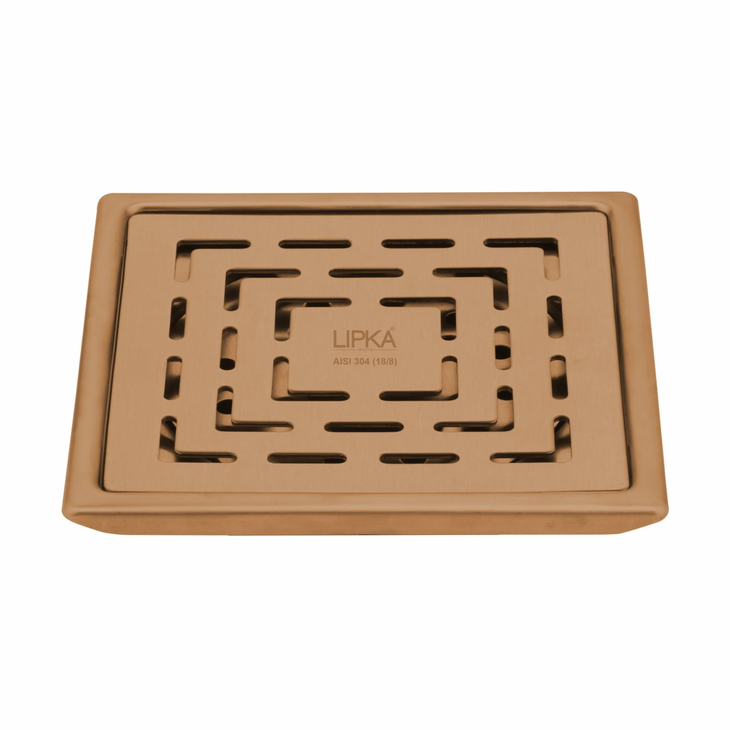 Orange Exclusive Square Floor Drain in Antique Copper PVD Coating (6 x 6 Inches) - LIPKA