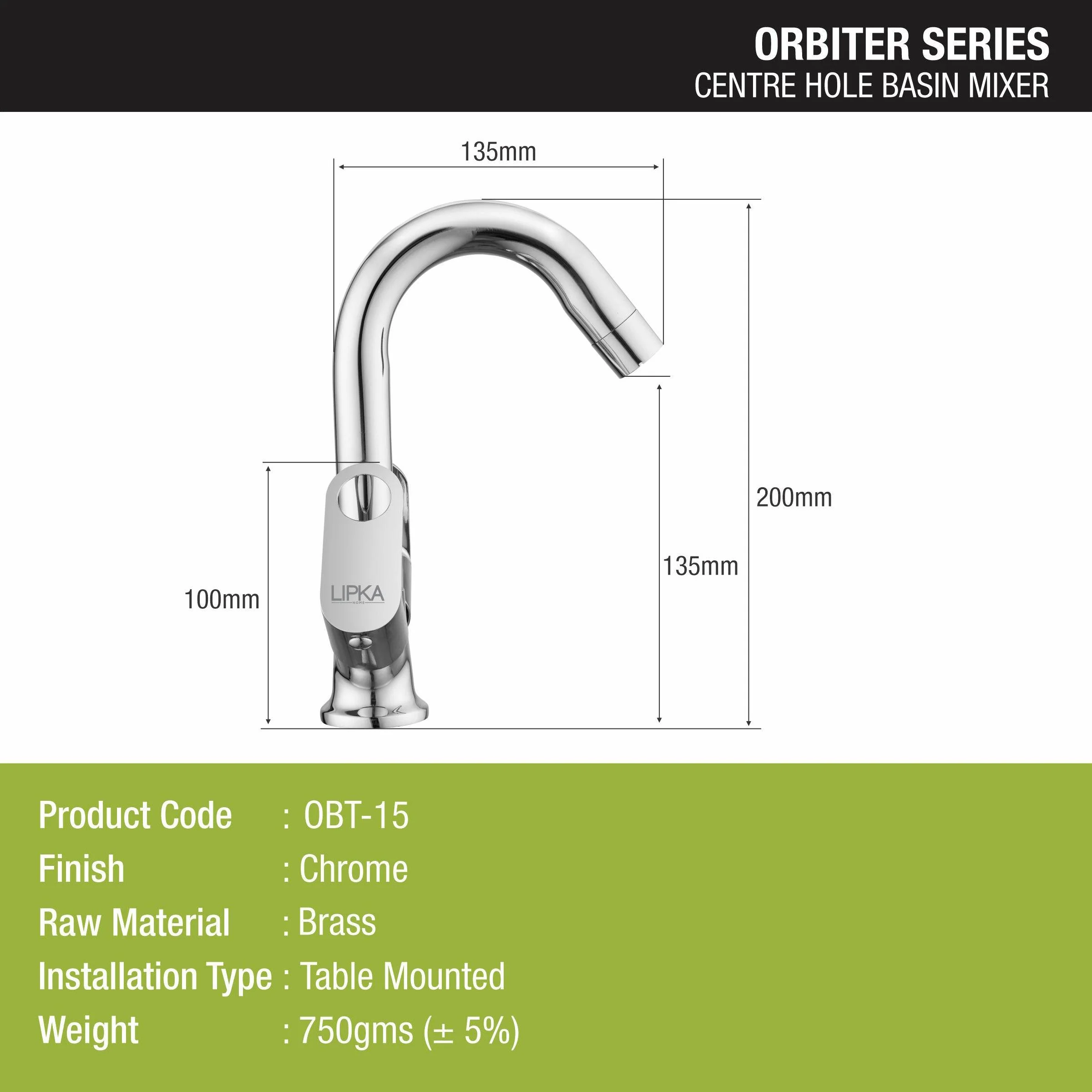 Orbiter Centre Hole Basin Mixer Brass Faucet with Swivel Spout - LIPKA - Image 2