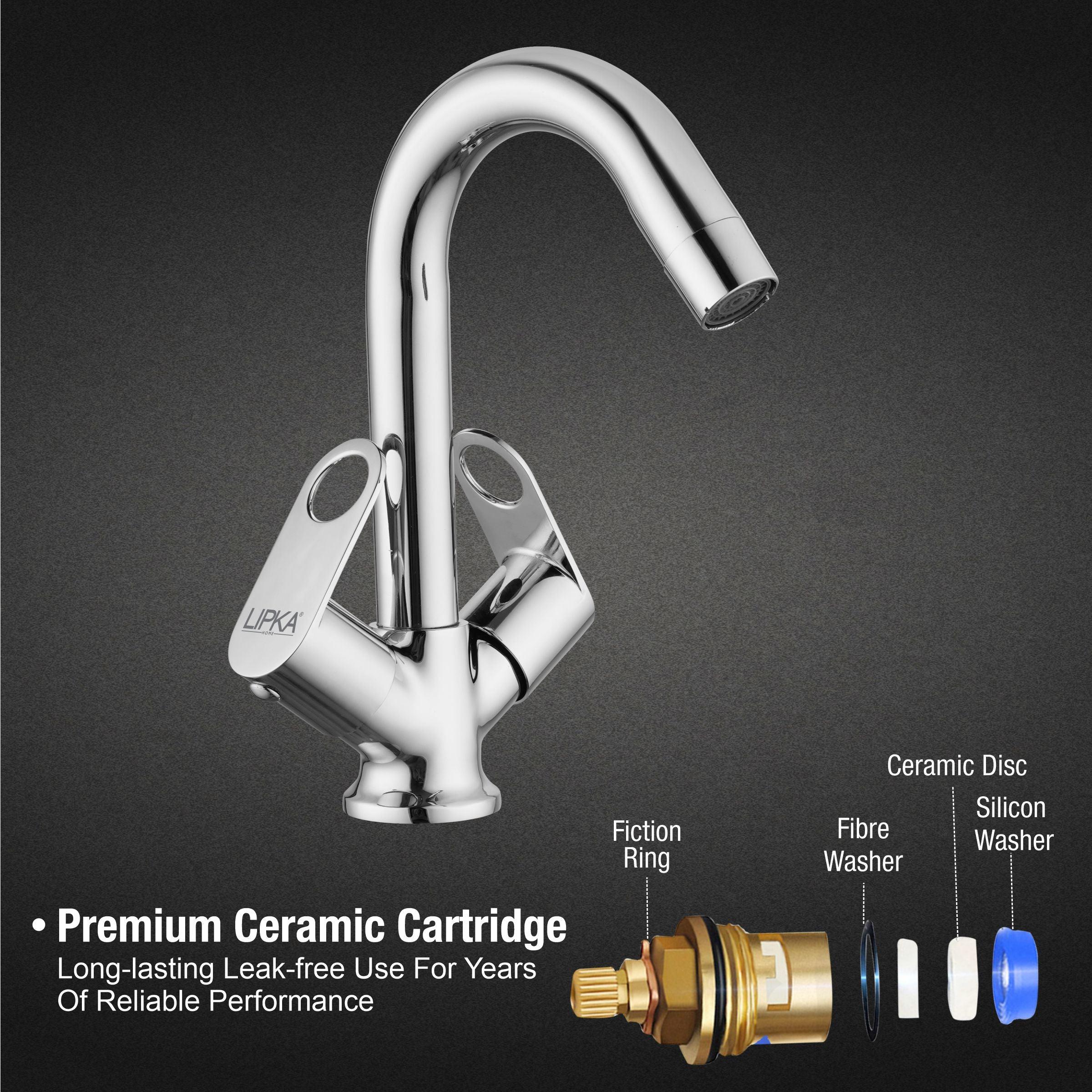Orbiter Centre Hole Basin Mixer Brass Faucet with Swivel Spout - LIPKA - Image 3