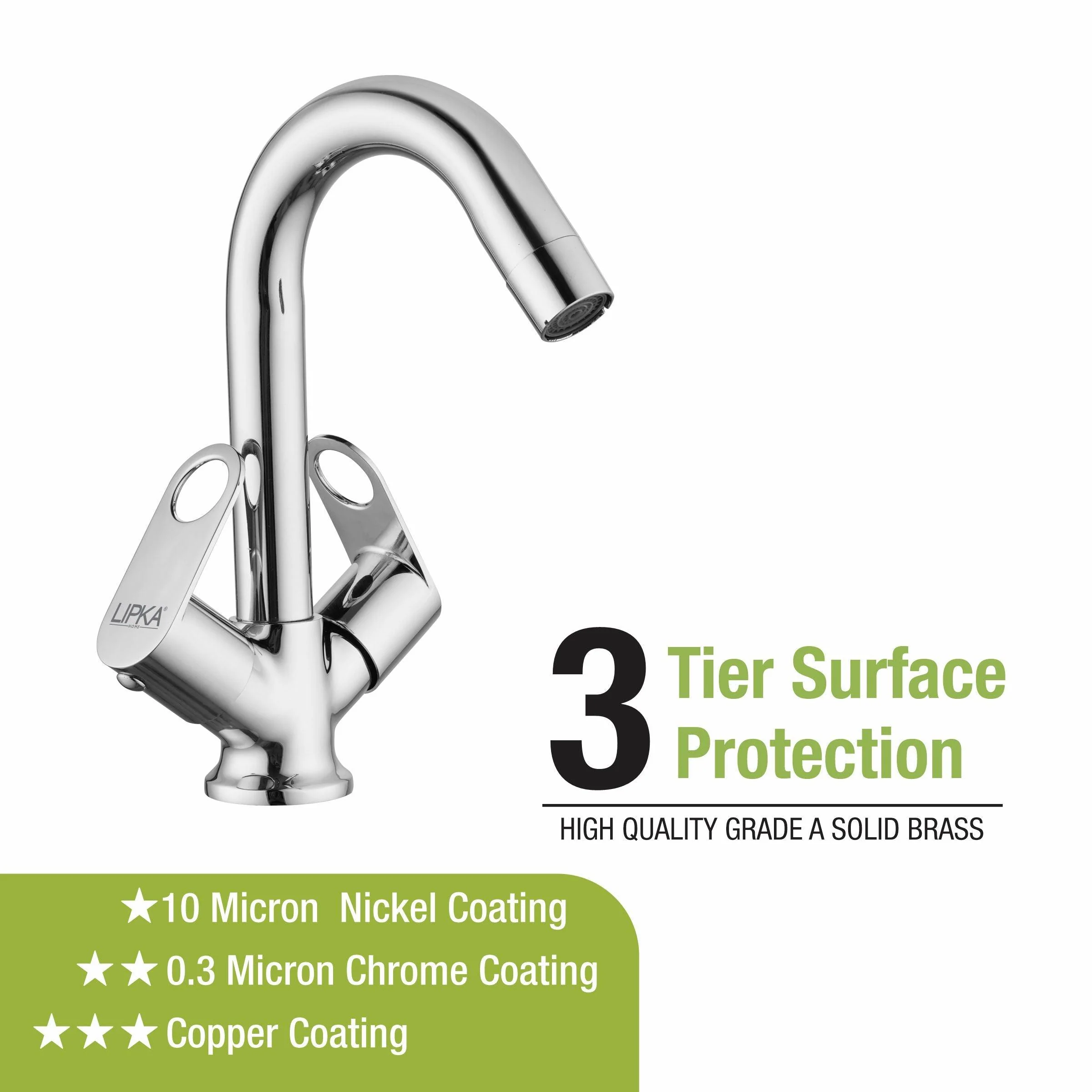Orbiter Centre Hole Basin Mixer Brass Faucet with Swivel Spout - LIPKA - Image 4