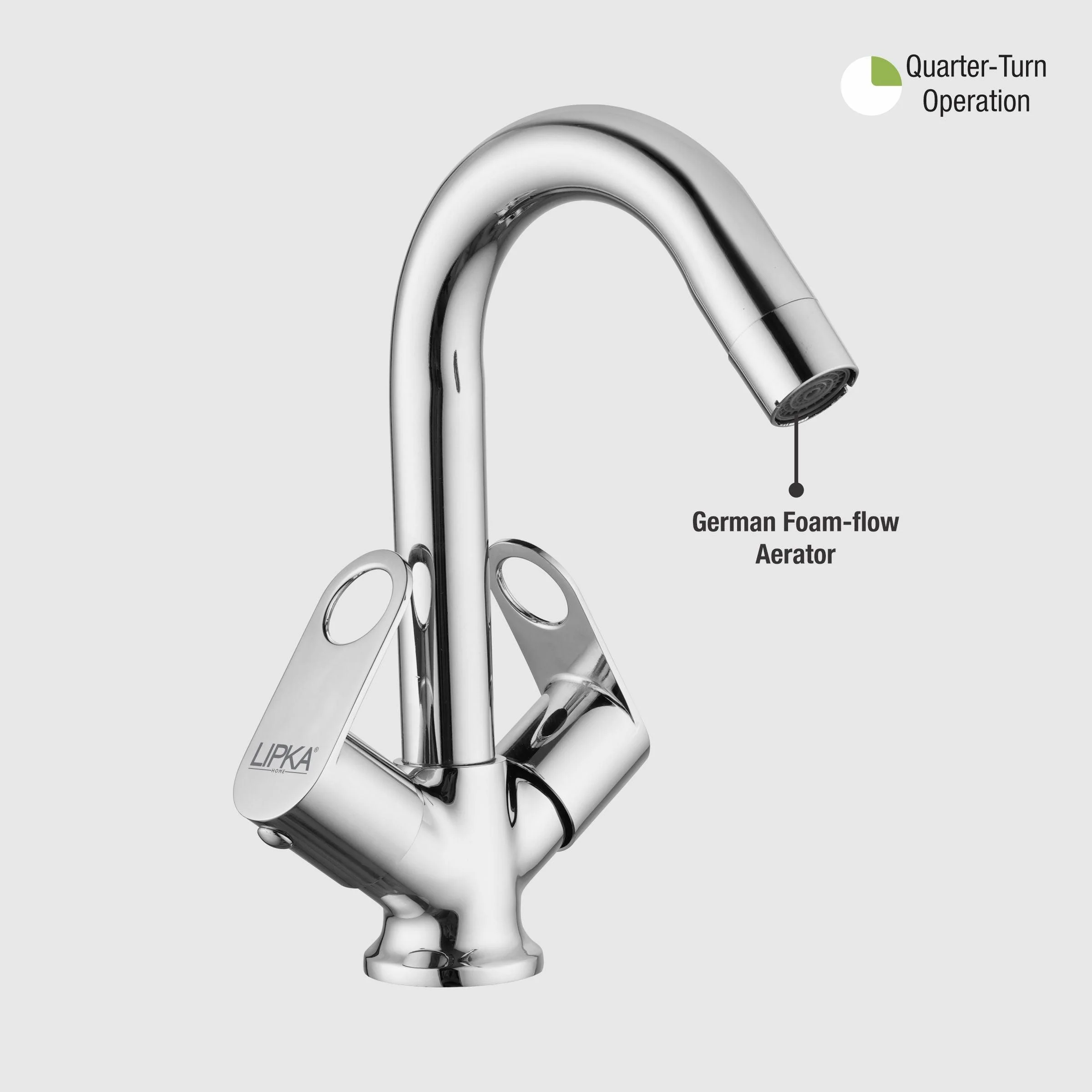Orbiter Centre Hole Basin Mixer Brass Faucet with Swivel Spout - LIPKA - Image 5