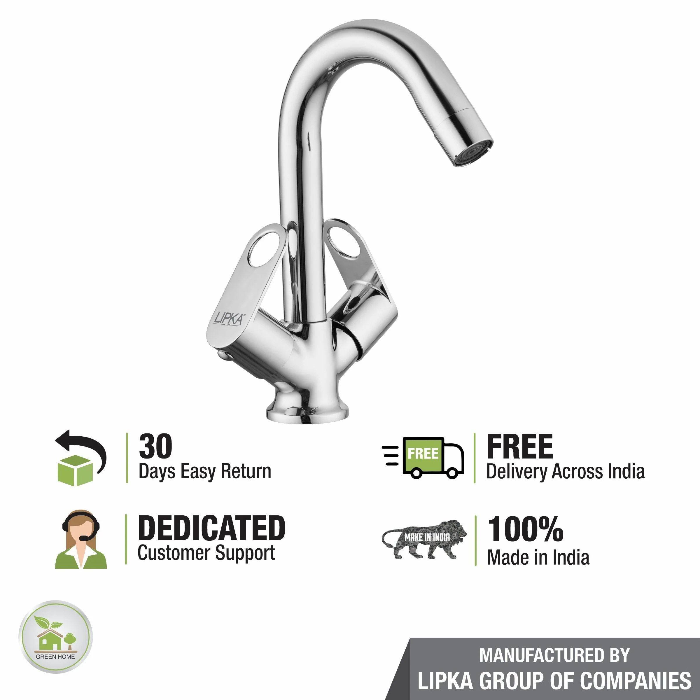Orbiter Centre Hole Basin Mixer Brass Faucet with Swivel Spout - LIPKA - Image 6
