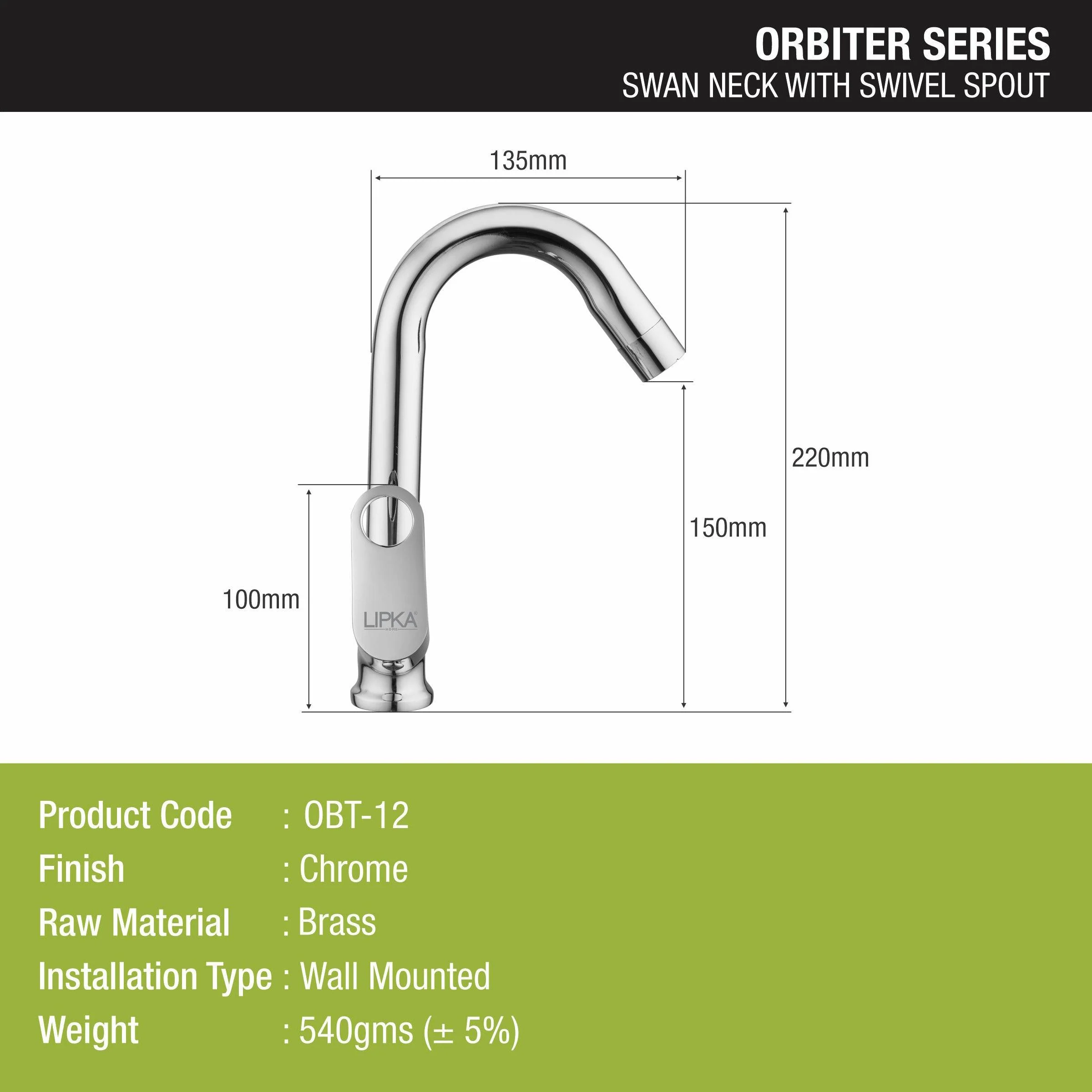 Orbiter Swan Neck Brass Faucet with Swivel Spout - LIPKA - Image 2