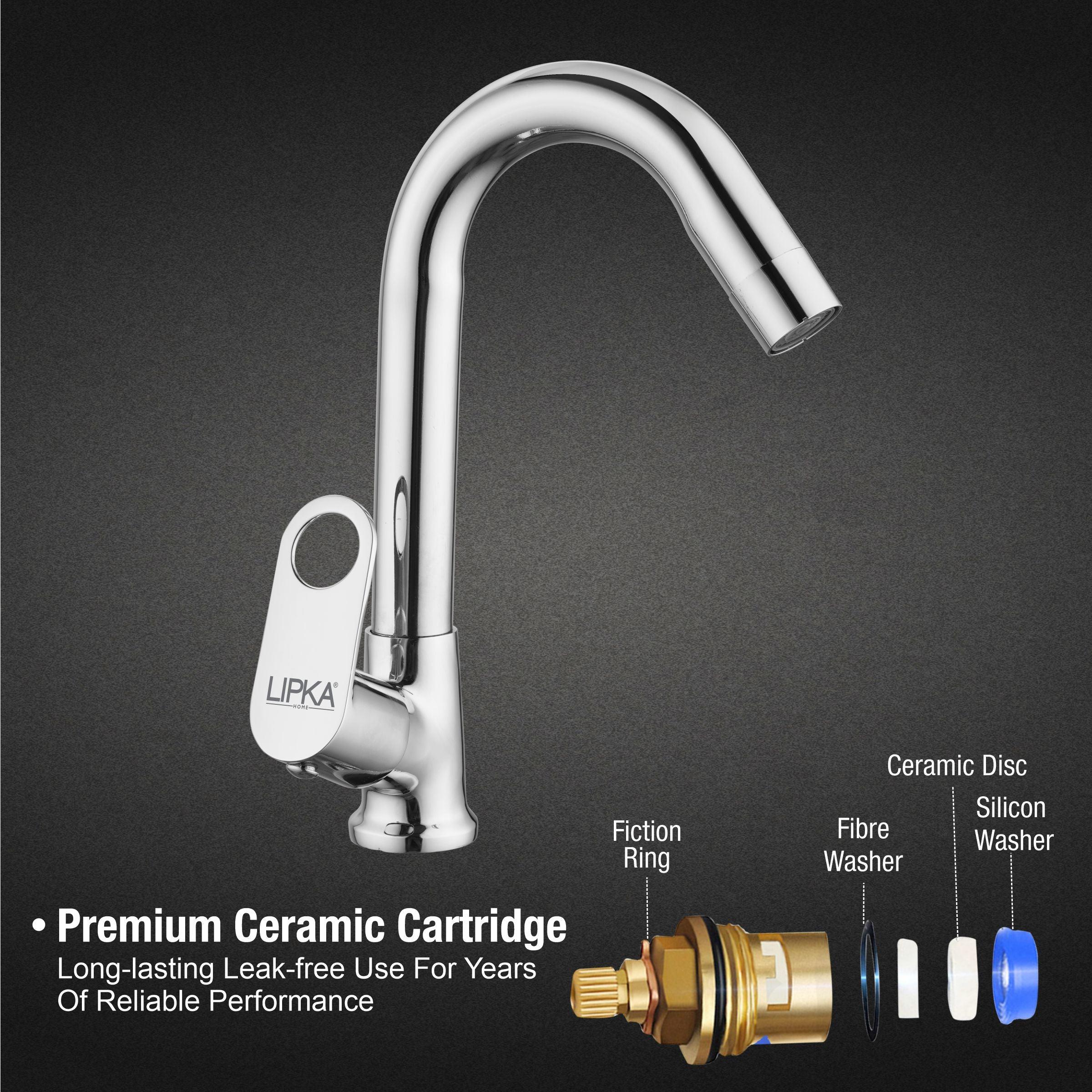 Orbiter Swan Neck Brass Faucet with Swivel Spout - LIPKA - Image 3