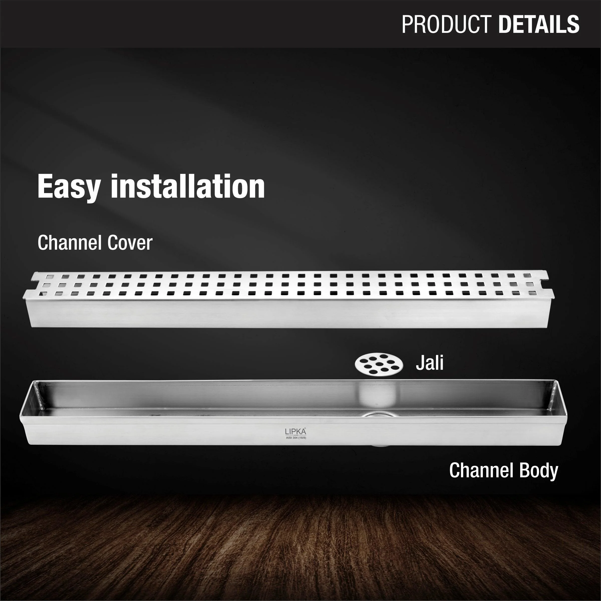 Palo Shower Drain Channel 304-Grade (12 x 2 Inches) - LIPKA - Image 3