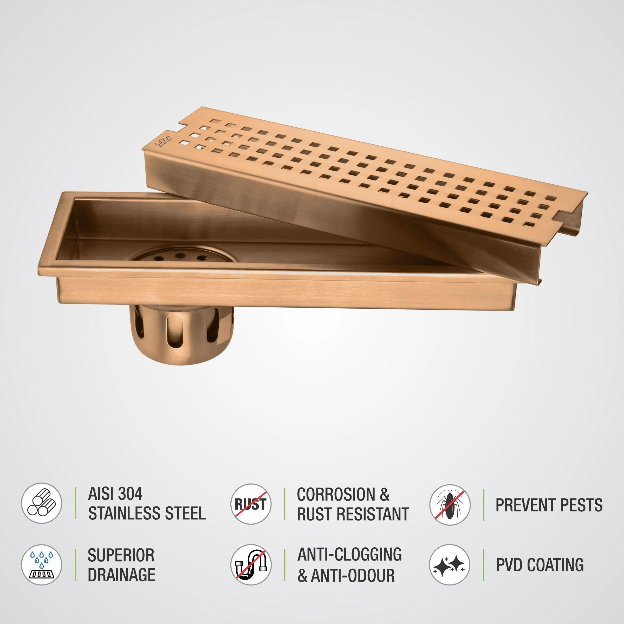Palo Shower Drain Channel - Antique Copper (24 x 5 Inches) - LIPKA - Image 4