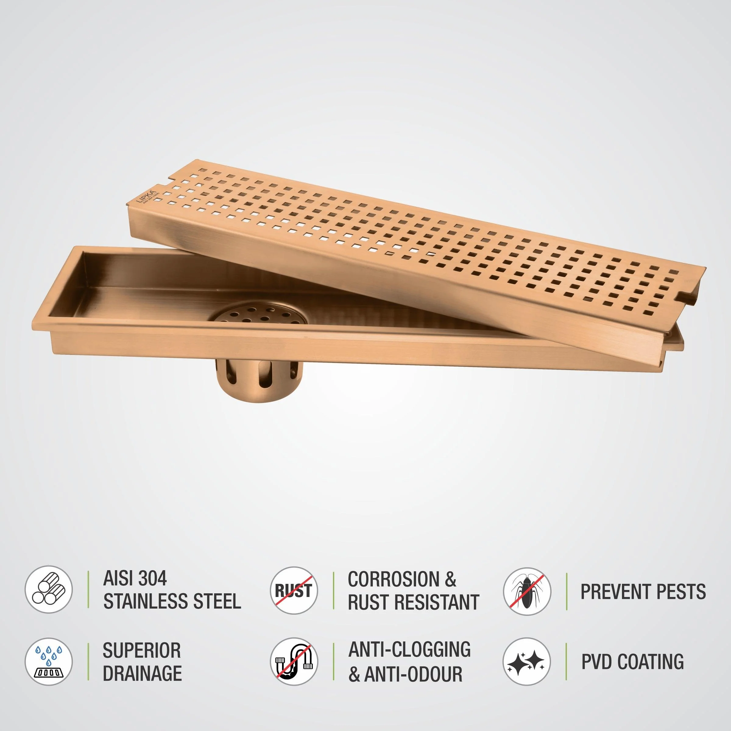 Palo Shower Drain Channel - Antique Copper (40 x 5 Inches) - LIPKA - Image 4