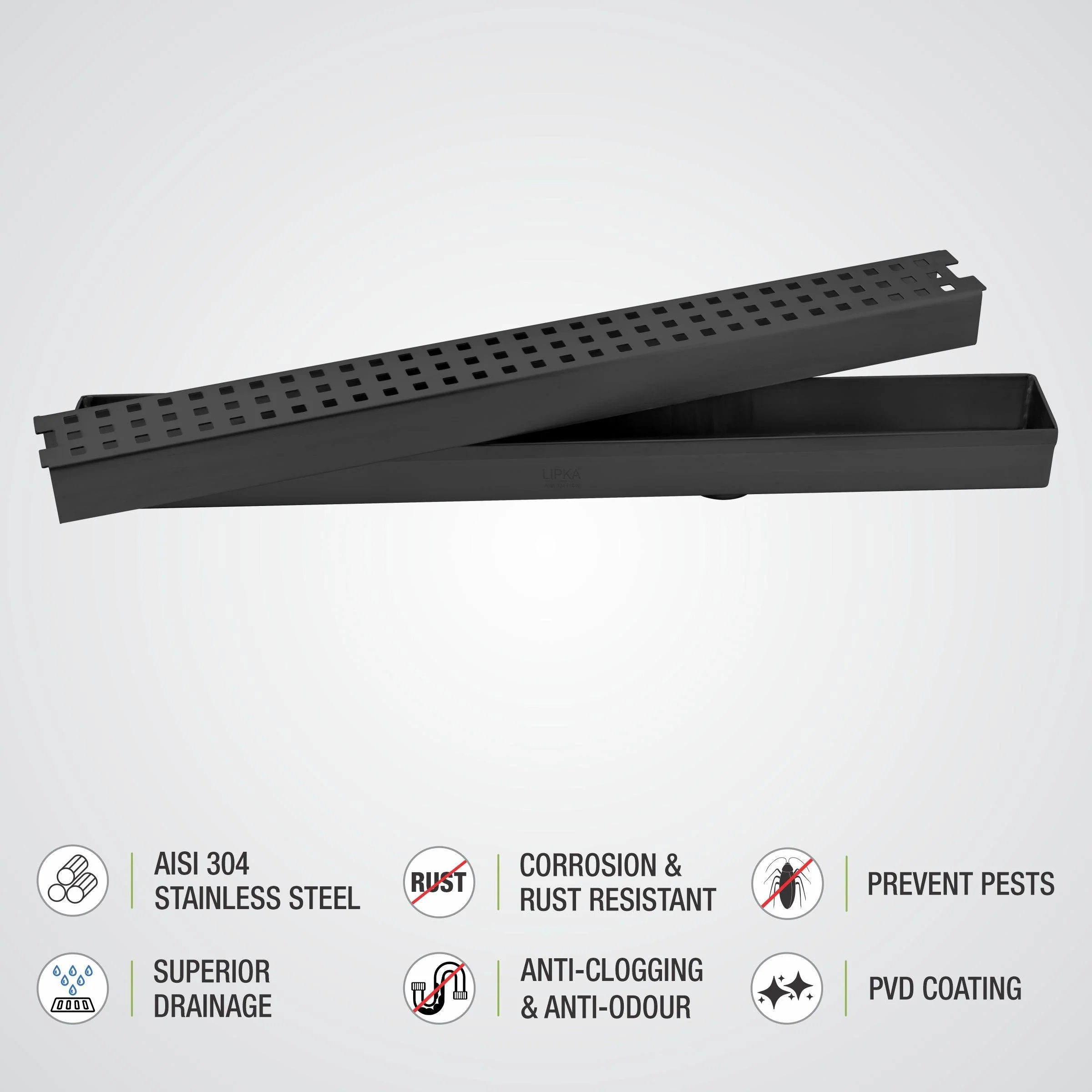 Palo Shower Drain Channel - Black (12 x 2 Inches) - LIPKA - Image 3