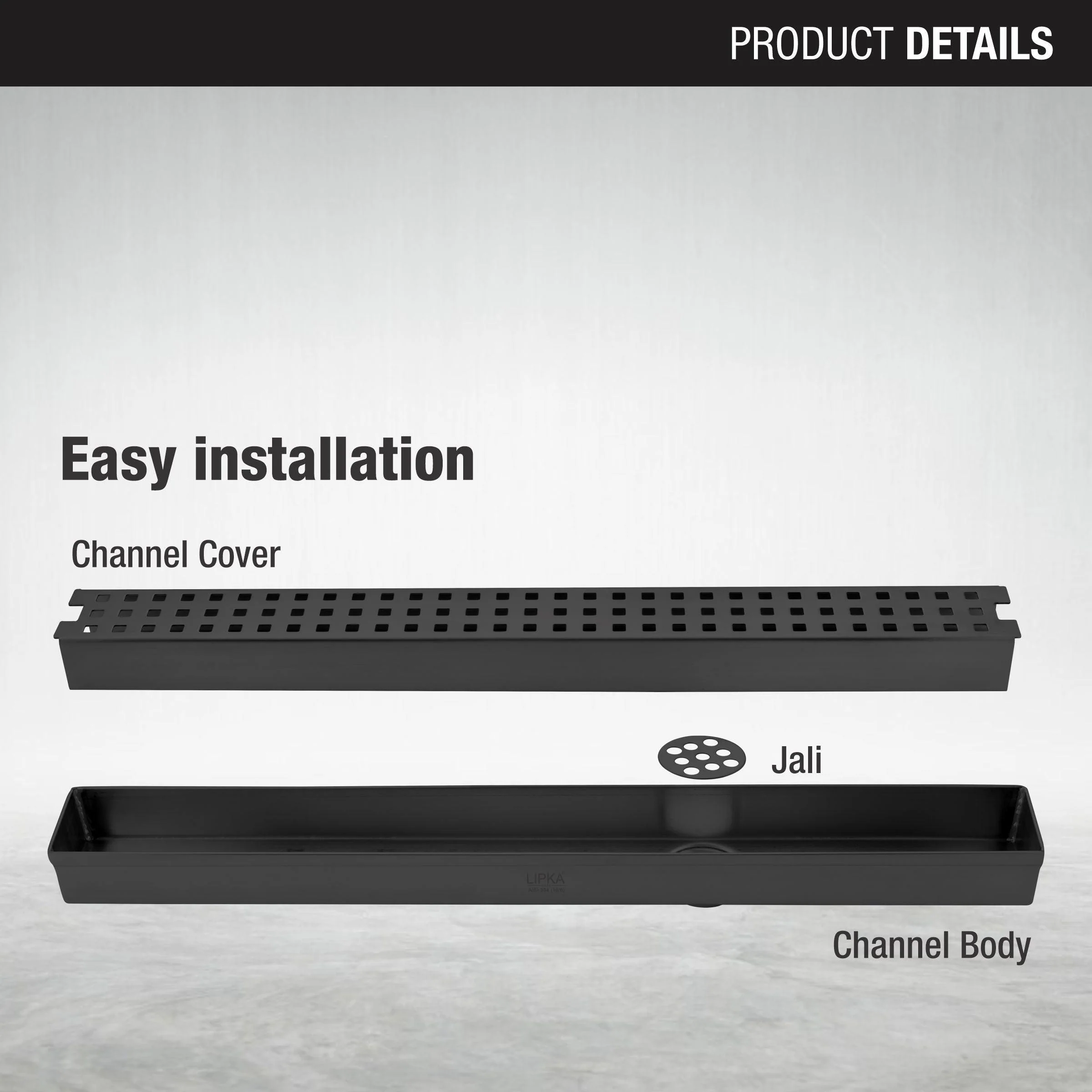 Palo Shower Drain Channel - Black (12 x 2 Inches) - LIPKA - Image 4