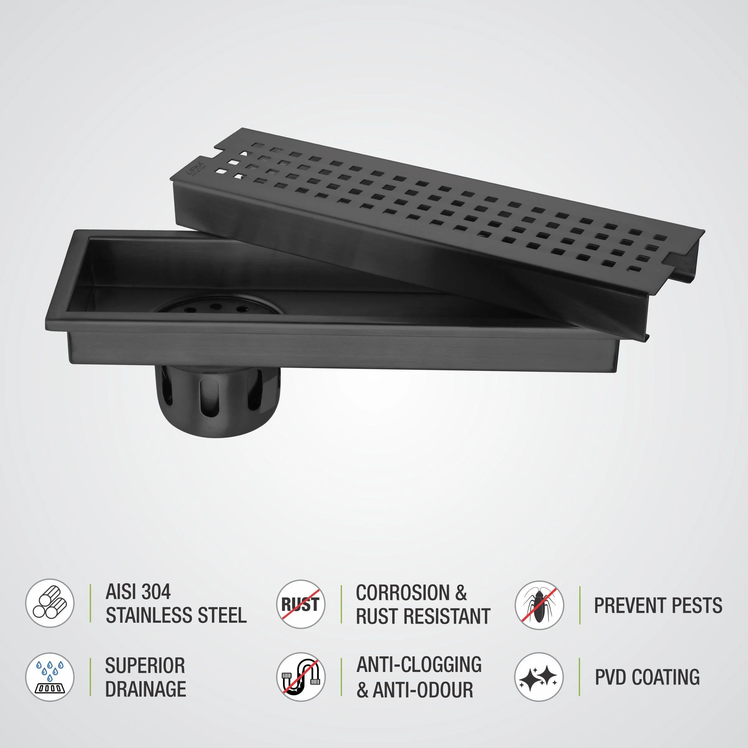 Palo Shower Drain Channel - Black (12 x 4 Inches) - LIPKA - Image 4