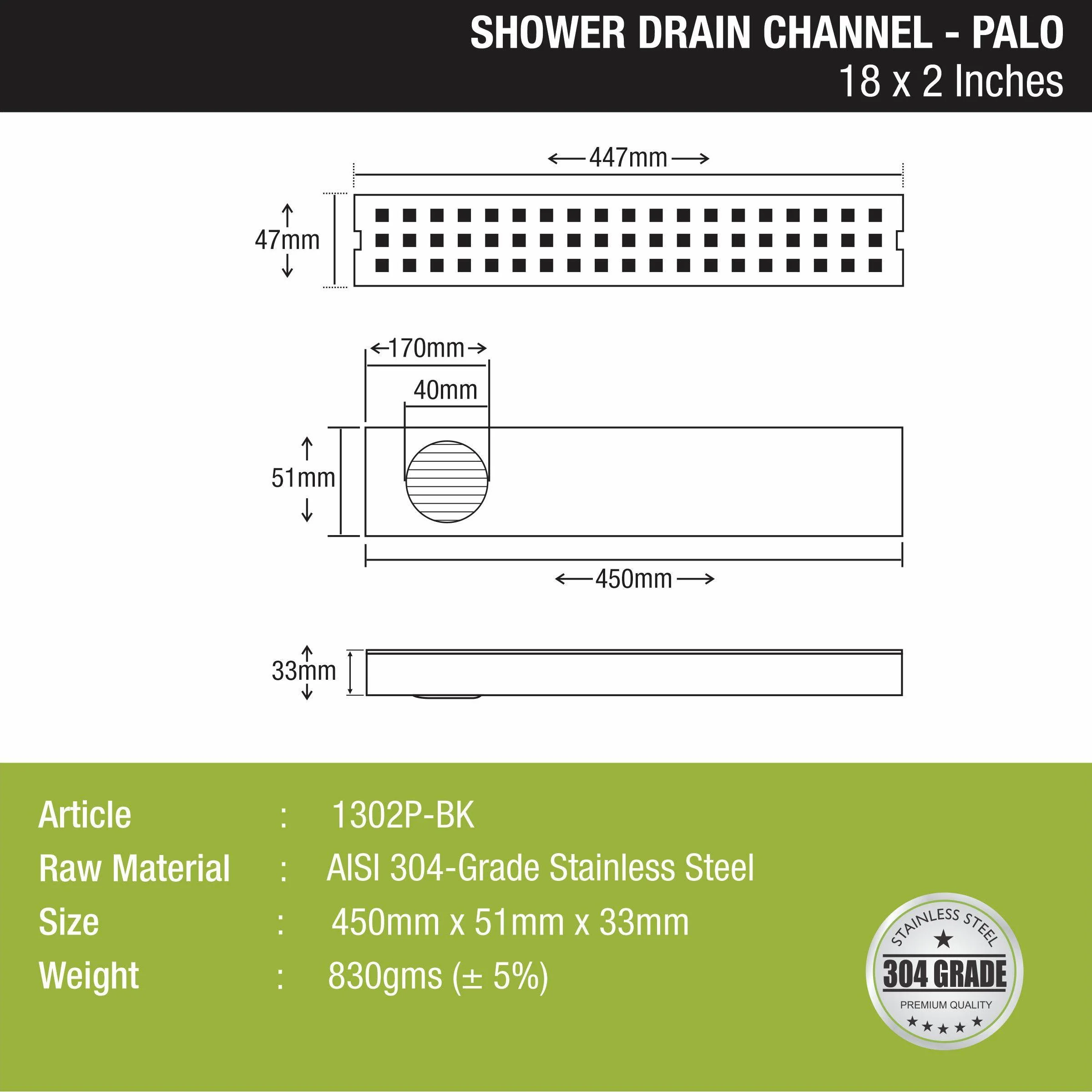 Palo Shower Drain Channel - Black (18 x 2 Inches) - LIPKA - Image 3