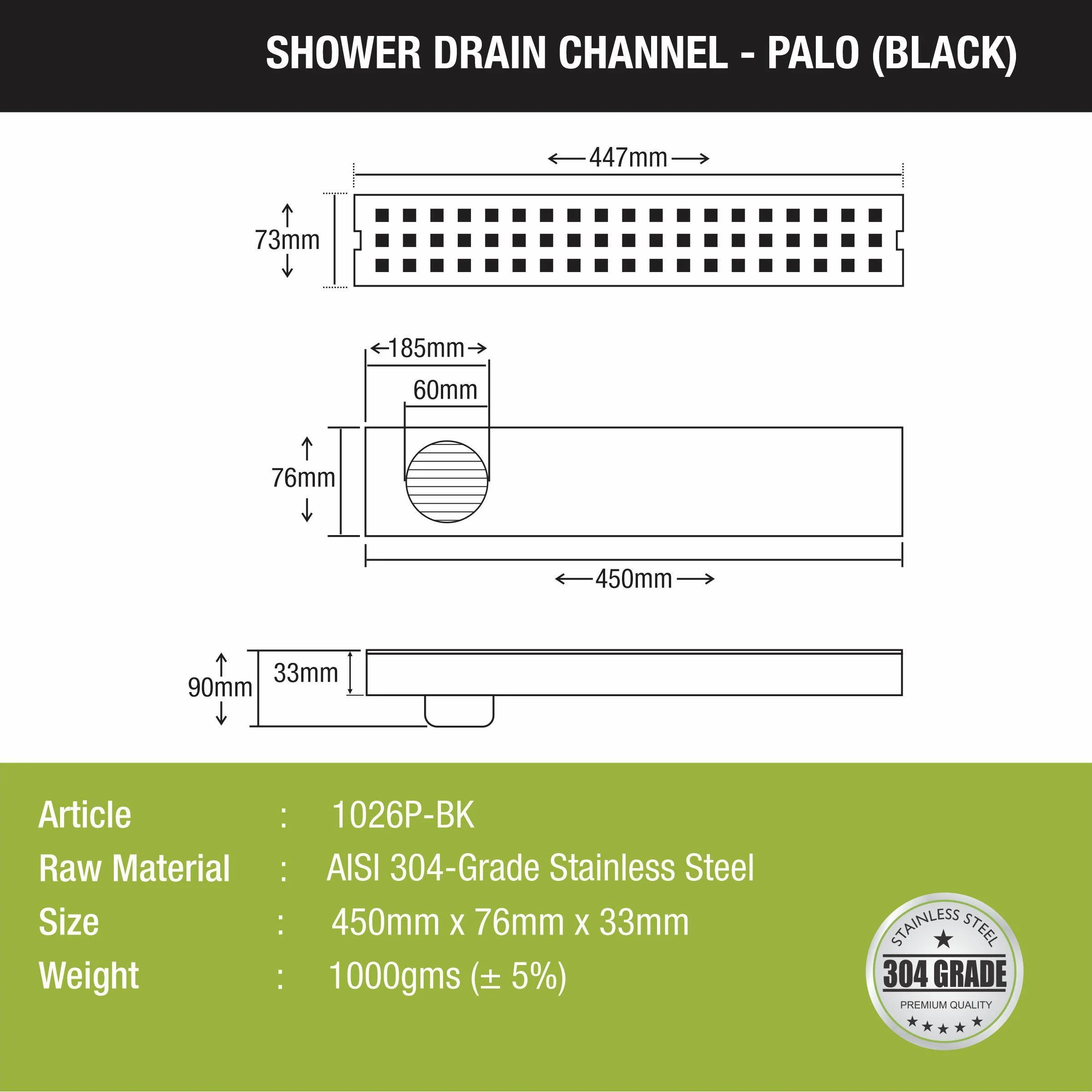 Palo Shower Drain Channel -Black (18 x 3 Inches) - LIPKA - Image 2