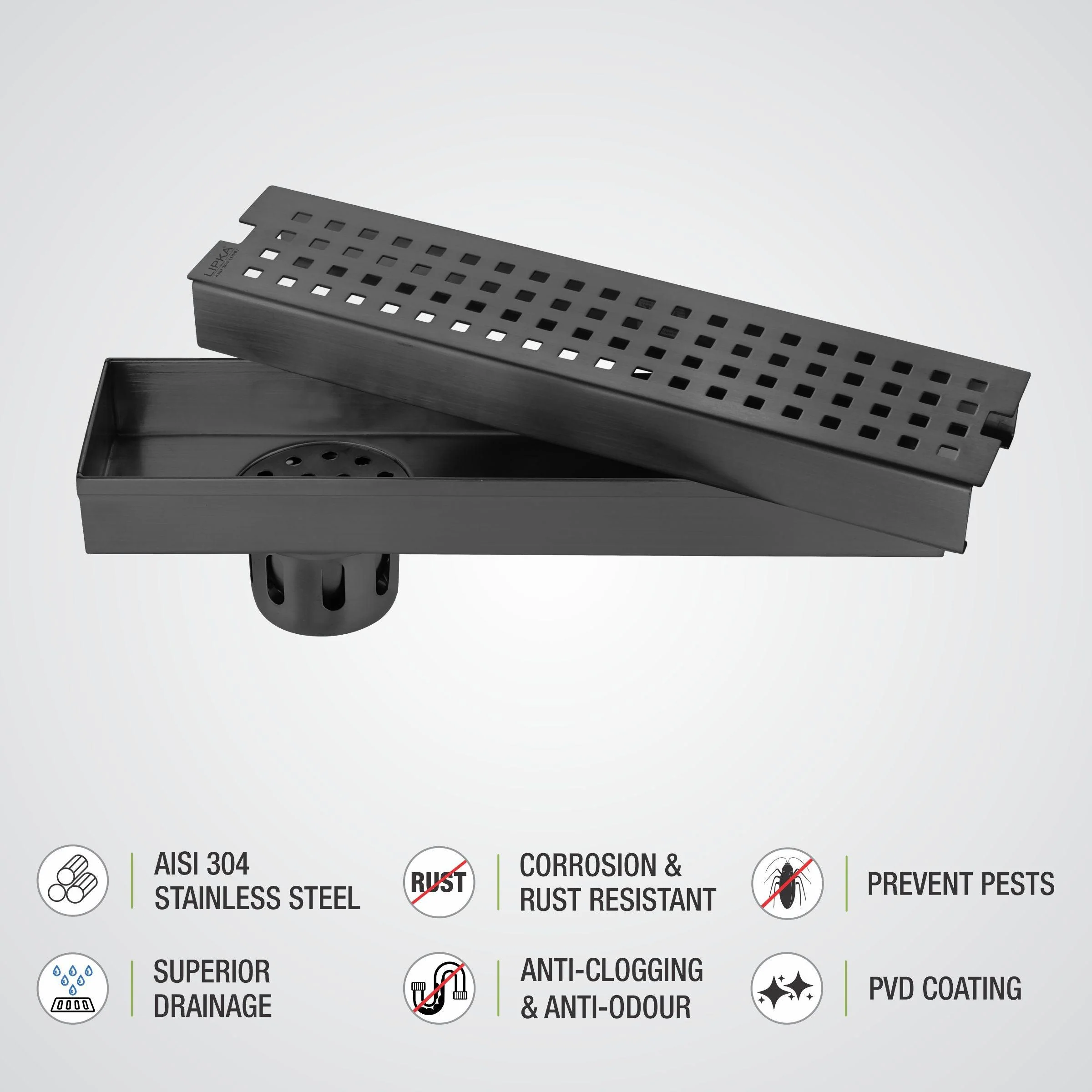 Palo Shower Drain Channel -Black (18 x 3 Inches) - LIPKA - Image 4