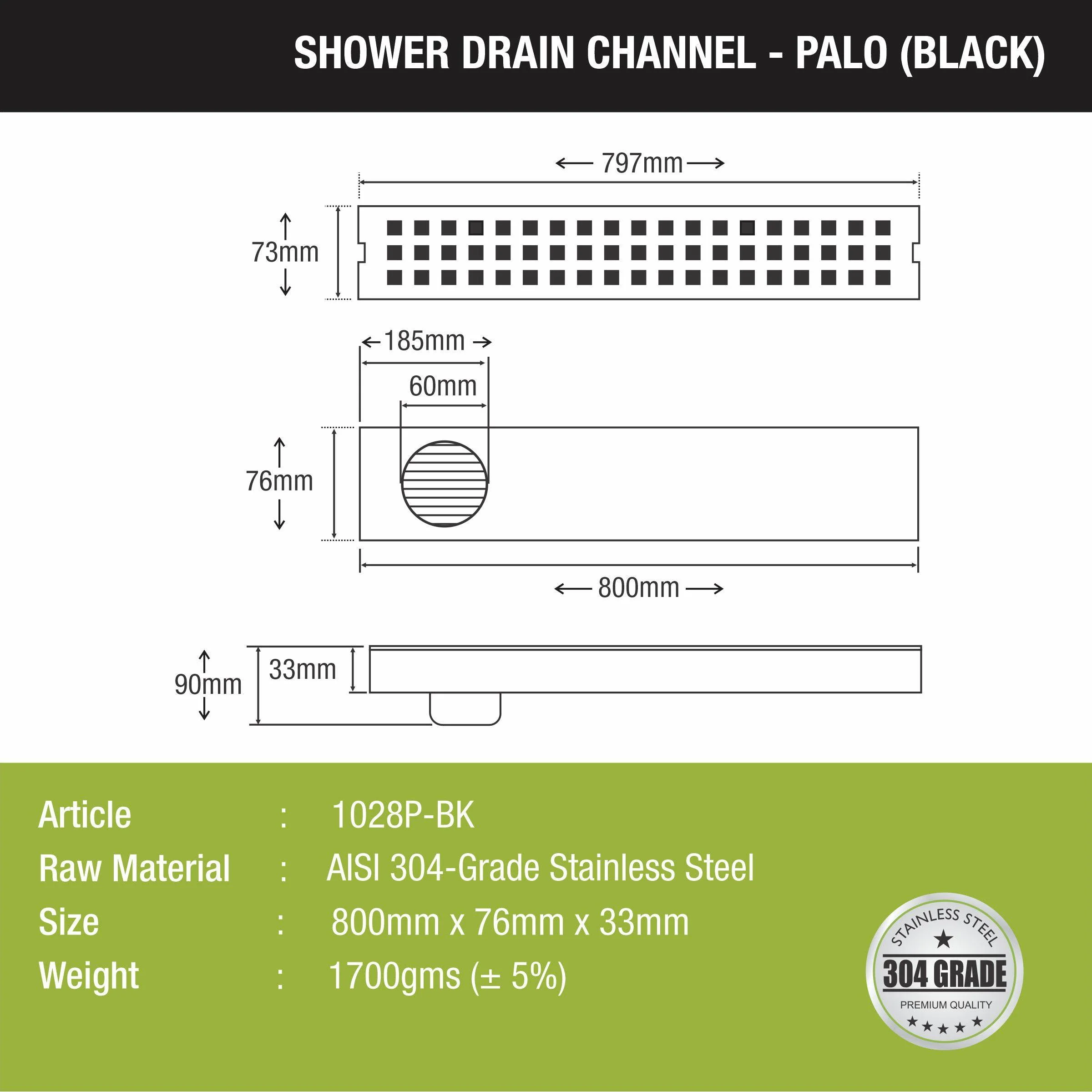 Palo Shower Drain Channel - Black (32 x 3 Inches) - LIPKA - Image 3