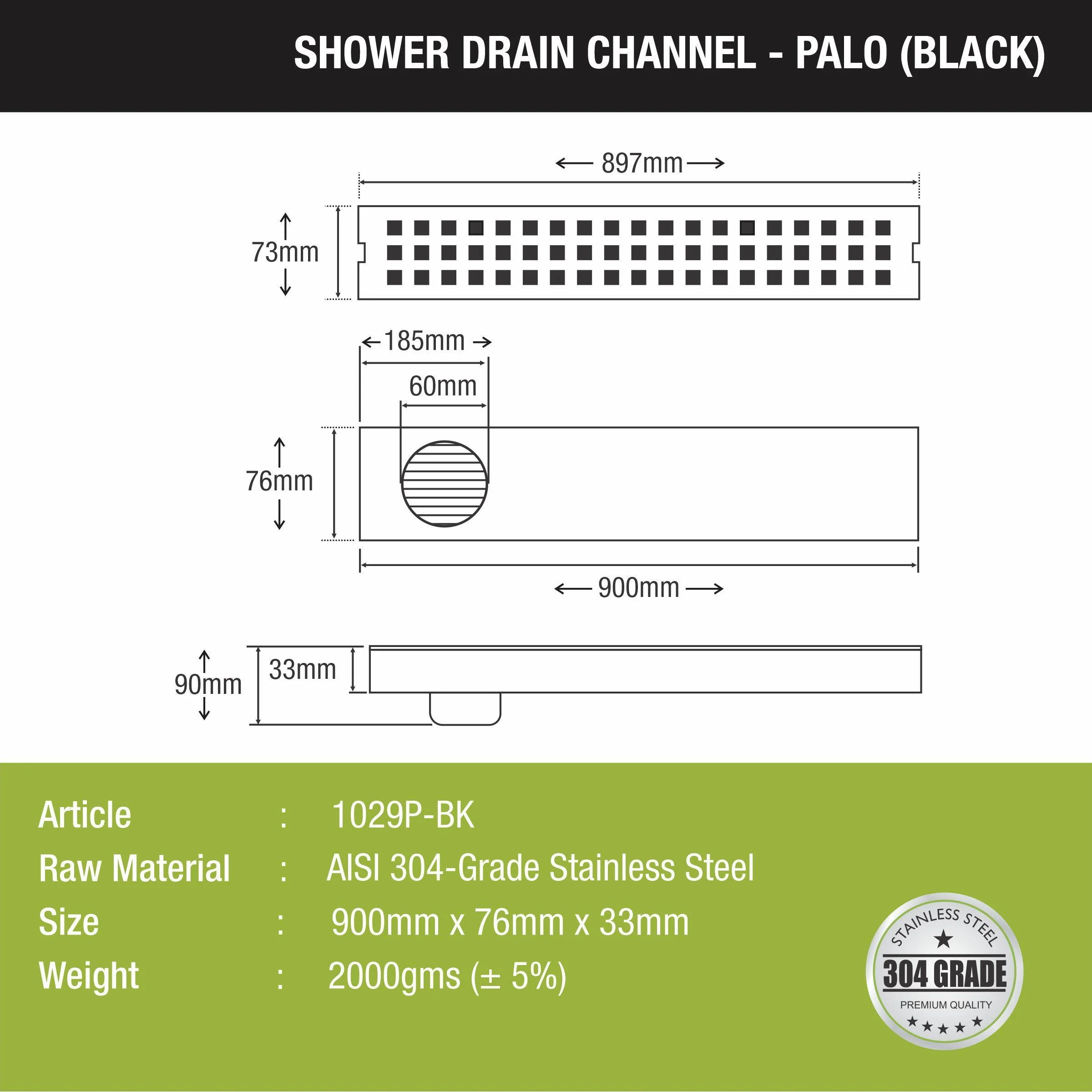 Palo Shower Drain Channel - Black (36 x 3 Inches) - LIPKA - Image 2