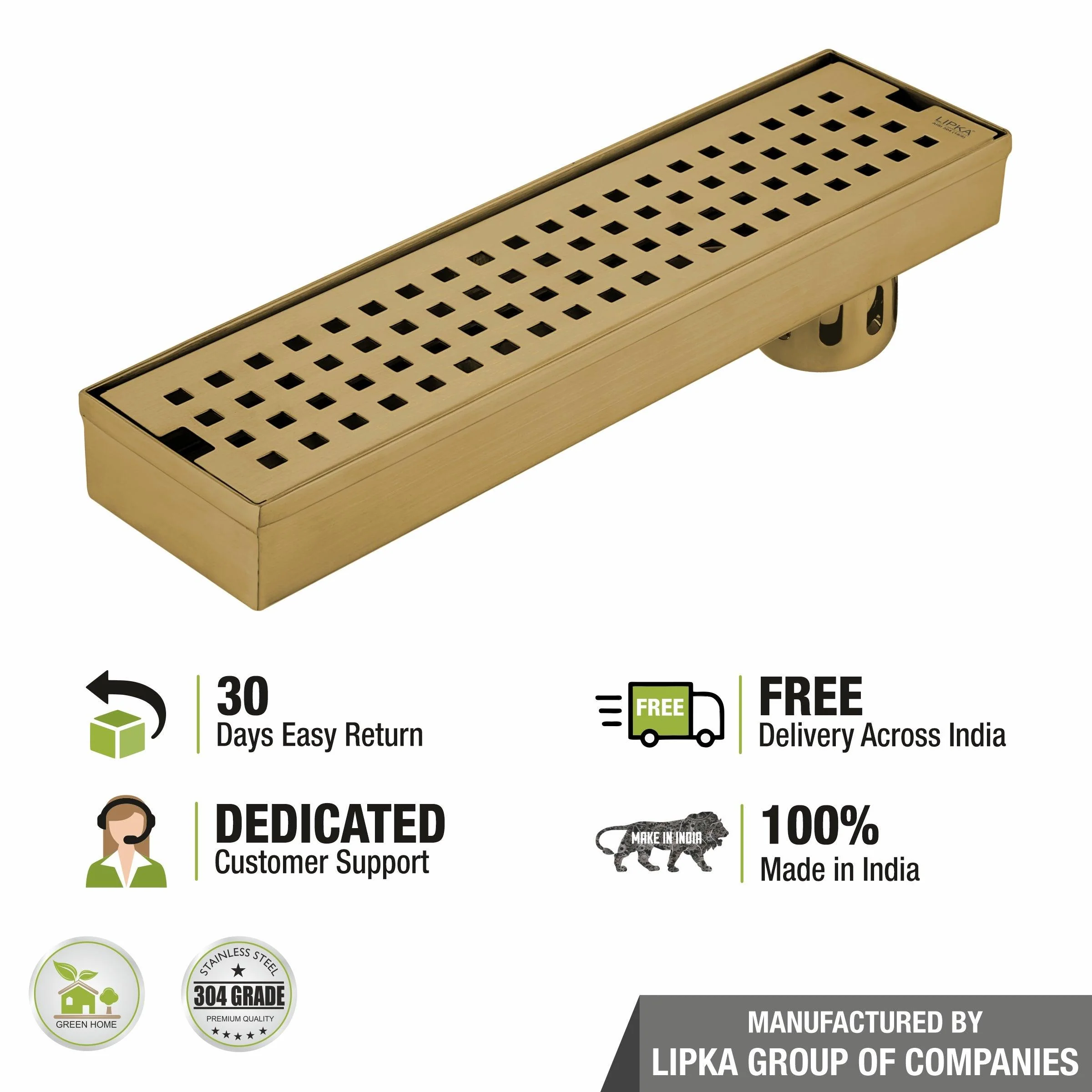 Palo Shower Drain Channel - Yellow Gold (12 x 3 Inches) - LIPKA - Image 6