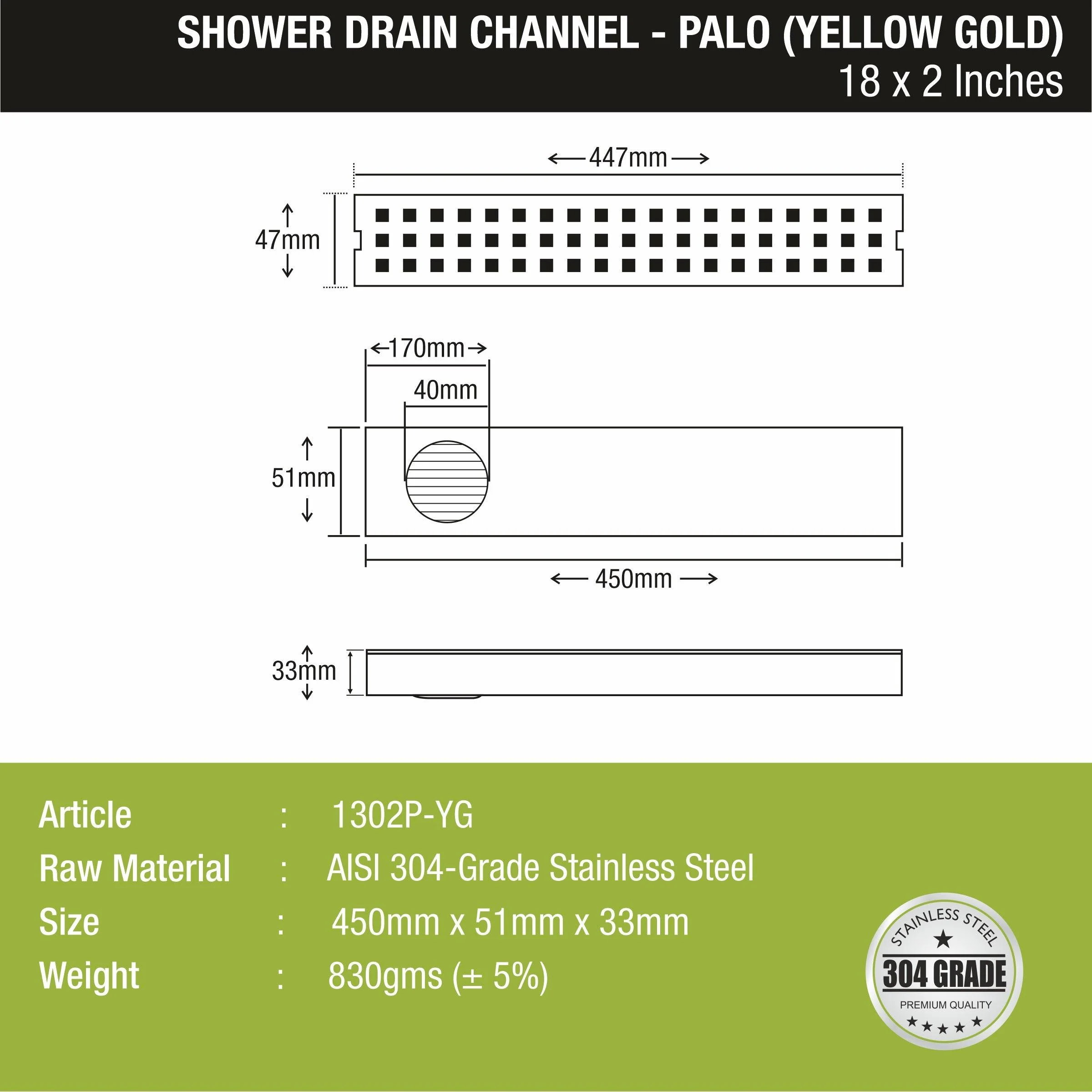 Palo Shower Drain Channel - Yellow Gold (18 x 2 Inches) - LIPKA - Image 2