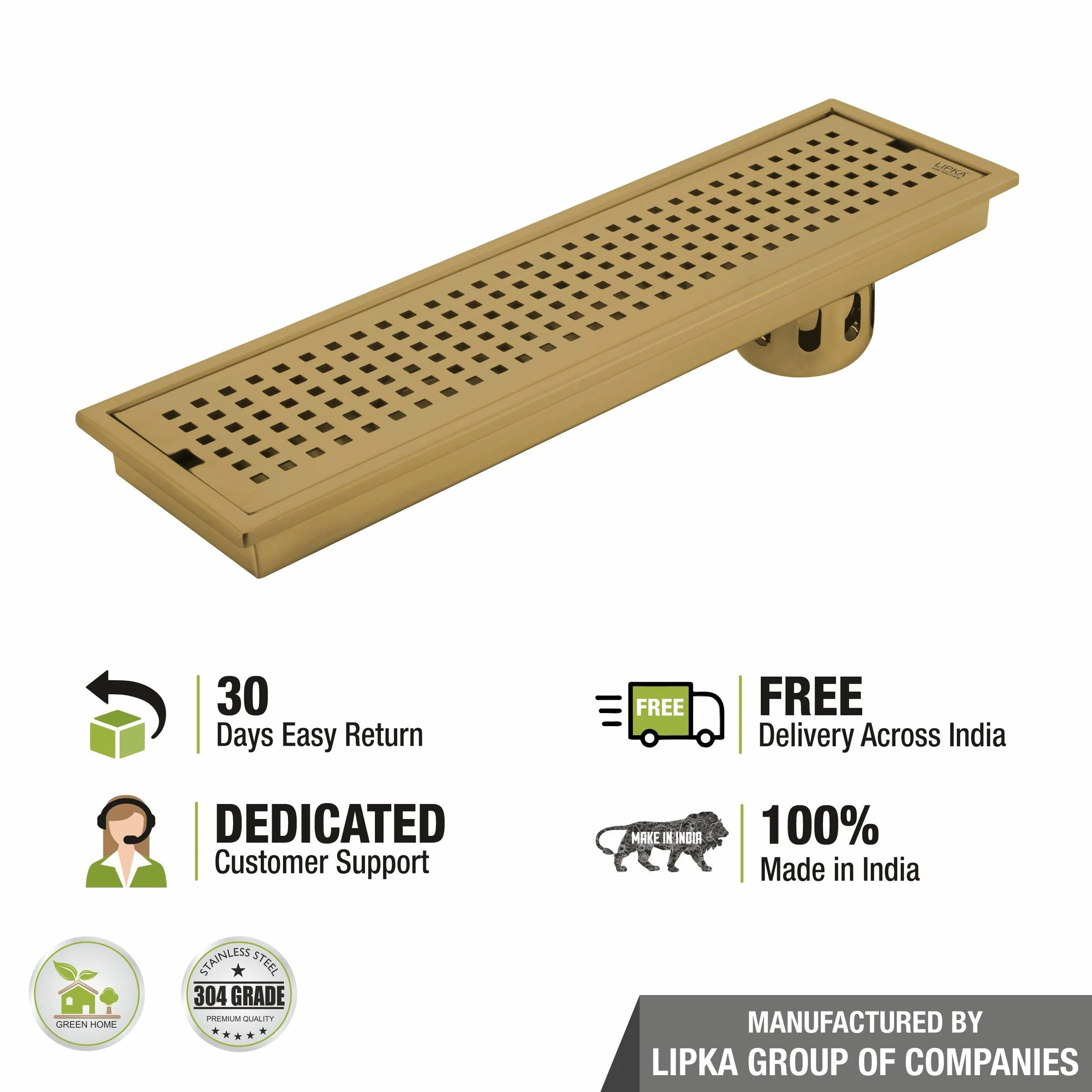 Palo Shower Drain Channel - Yellow Gold (32 x 5 Inches) - LIPKA - Image 5