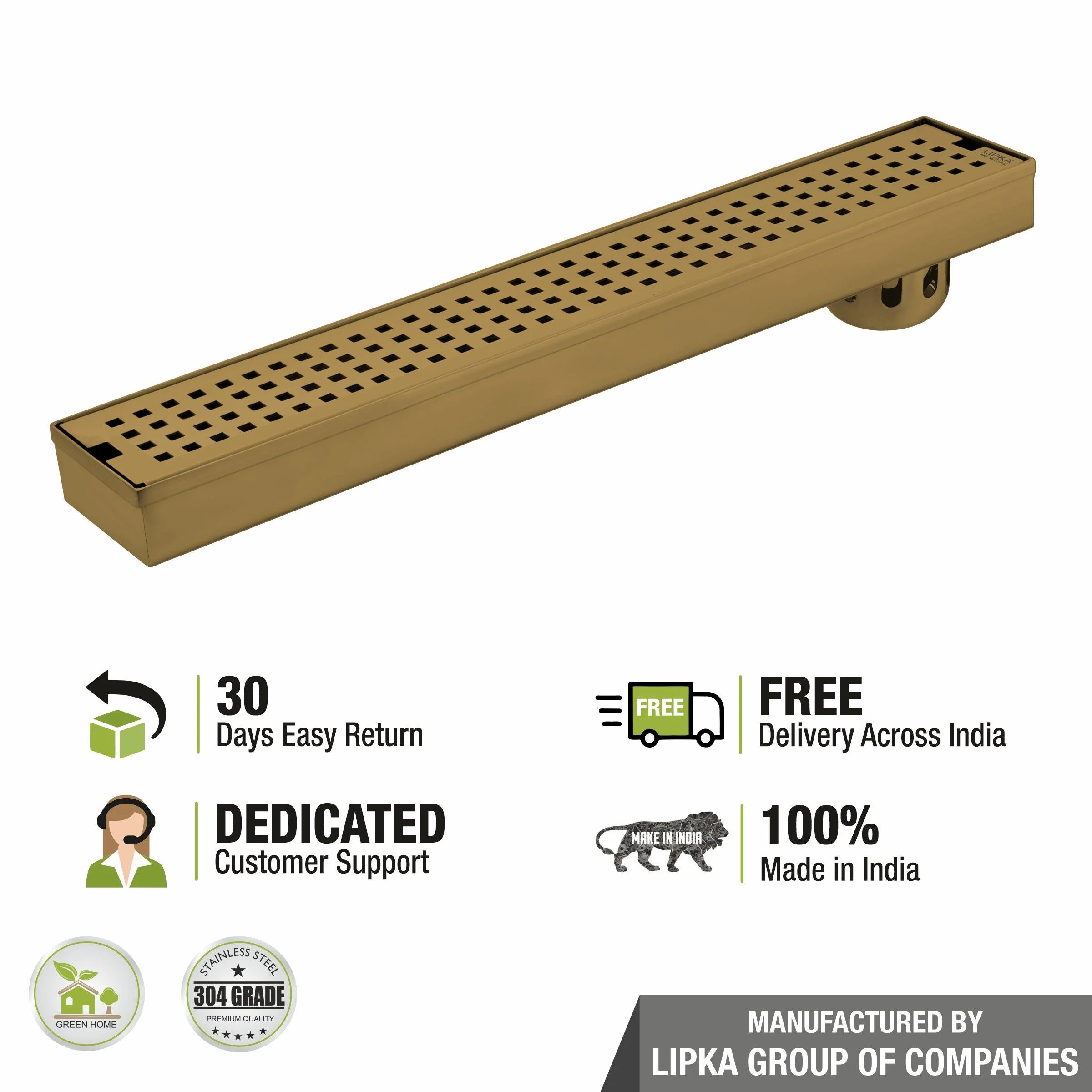 Palo Shower Drain Channel - Yellow Gold (36 x 3 Inches) - LIPKA - Image 5