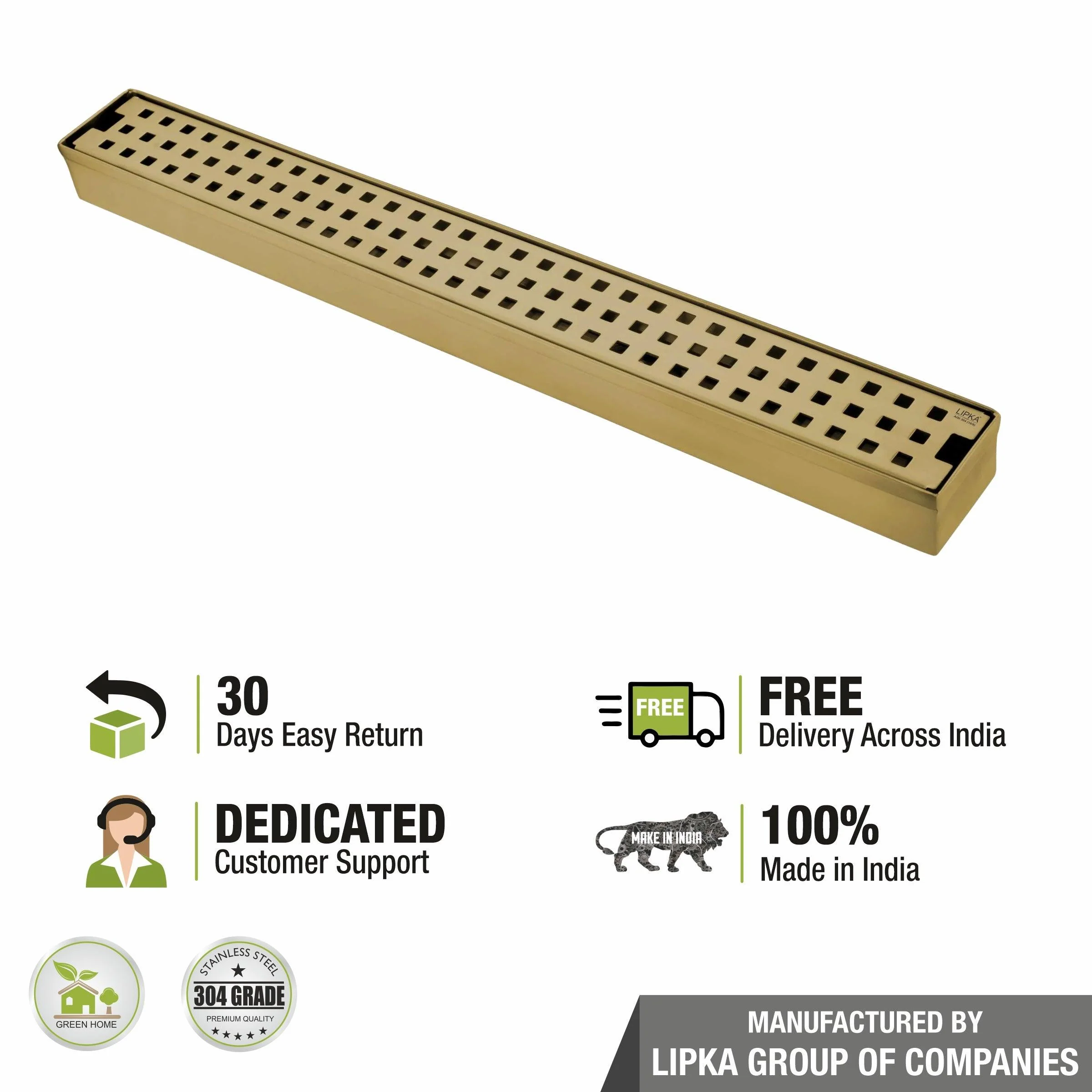 Palo Shower Drain Channel - Yellow Gold (40 x 2 Inches) - LIPKA - Image 6