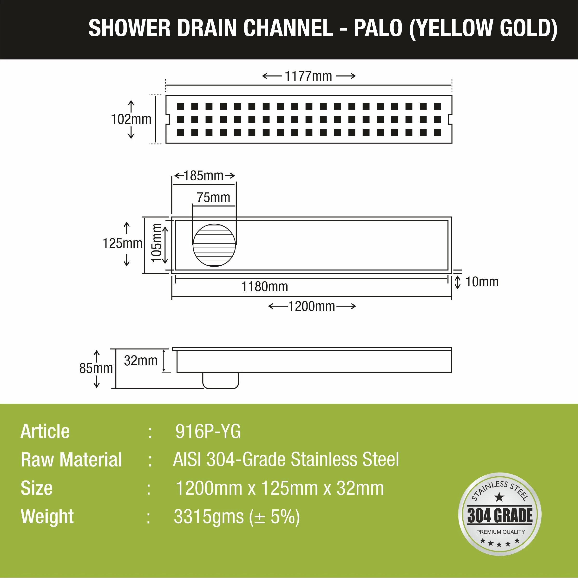 Palo Shower Drain Channel - Yellow Gold (48 x 5 Inches) - LIPKA - Image 2
