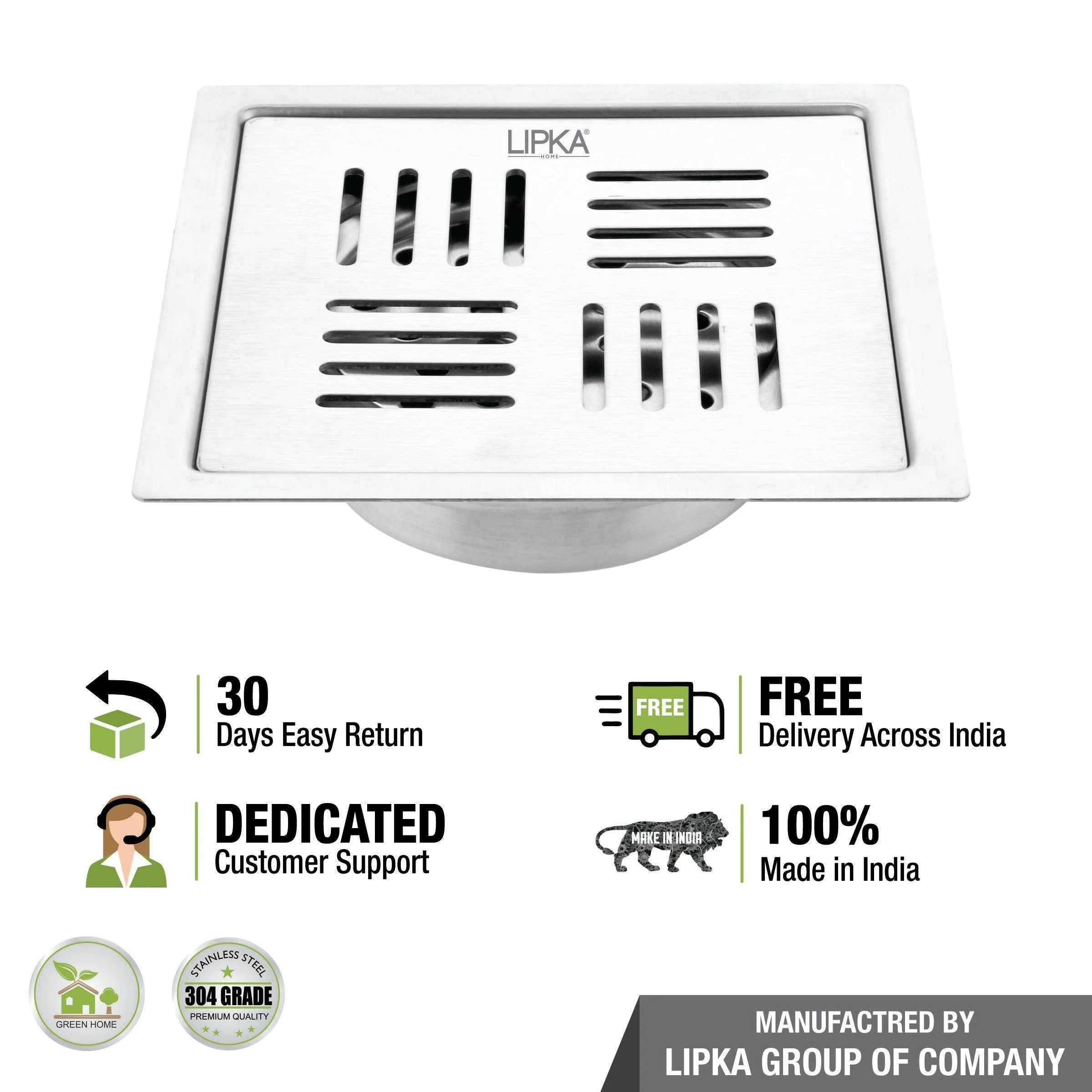 Pink Exclusive Square Flat Cut Floor Drain (5 x 5 Inches) with Cockroach Trap - LIPKA - Image 5