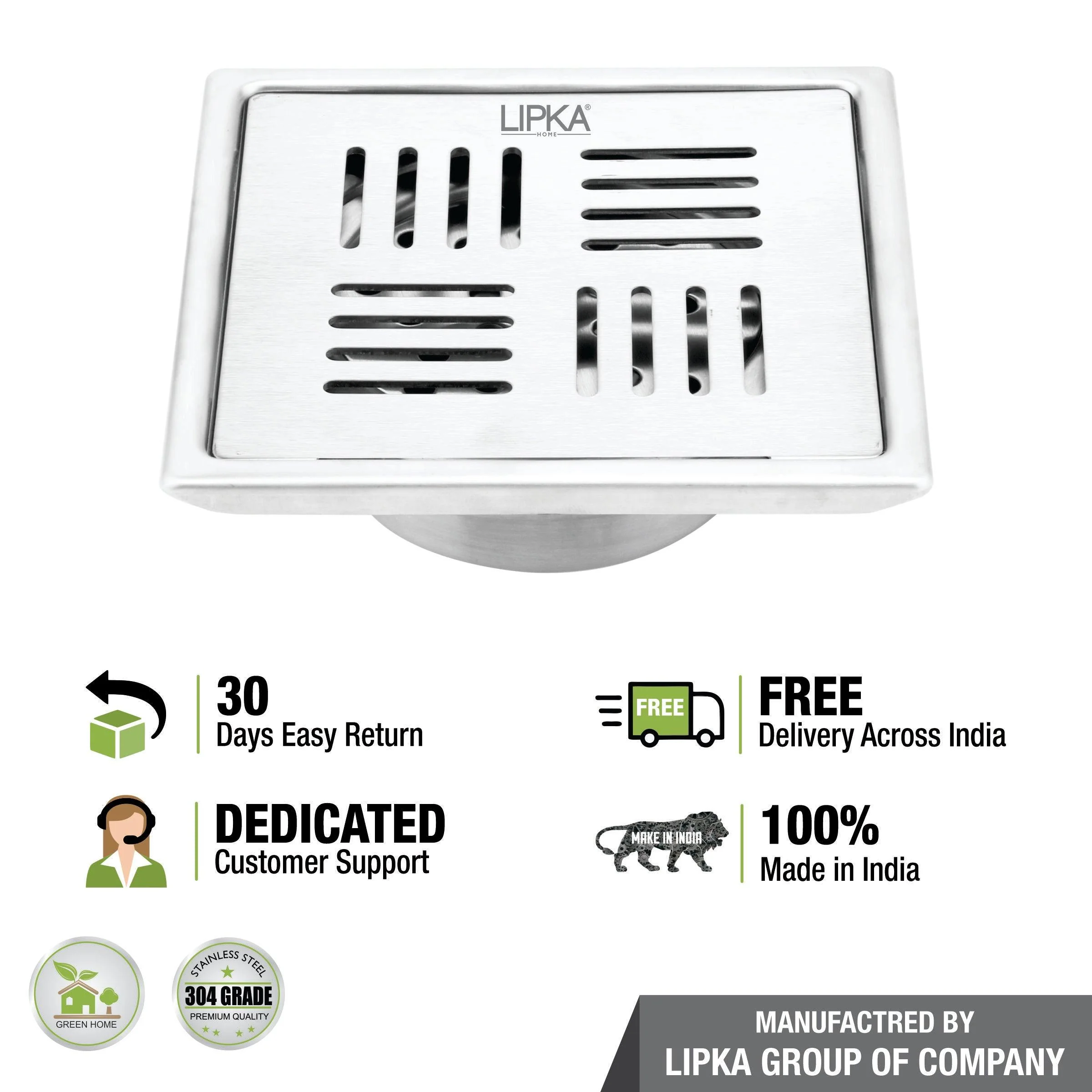 Pink Exclusive Square Floor Drain (5 x 5 Inches) with Cockroach Trap - LIPKA - Image 5